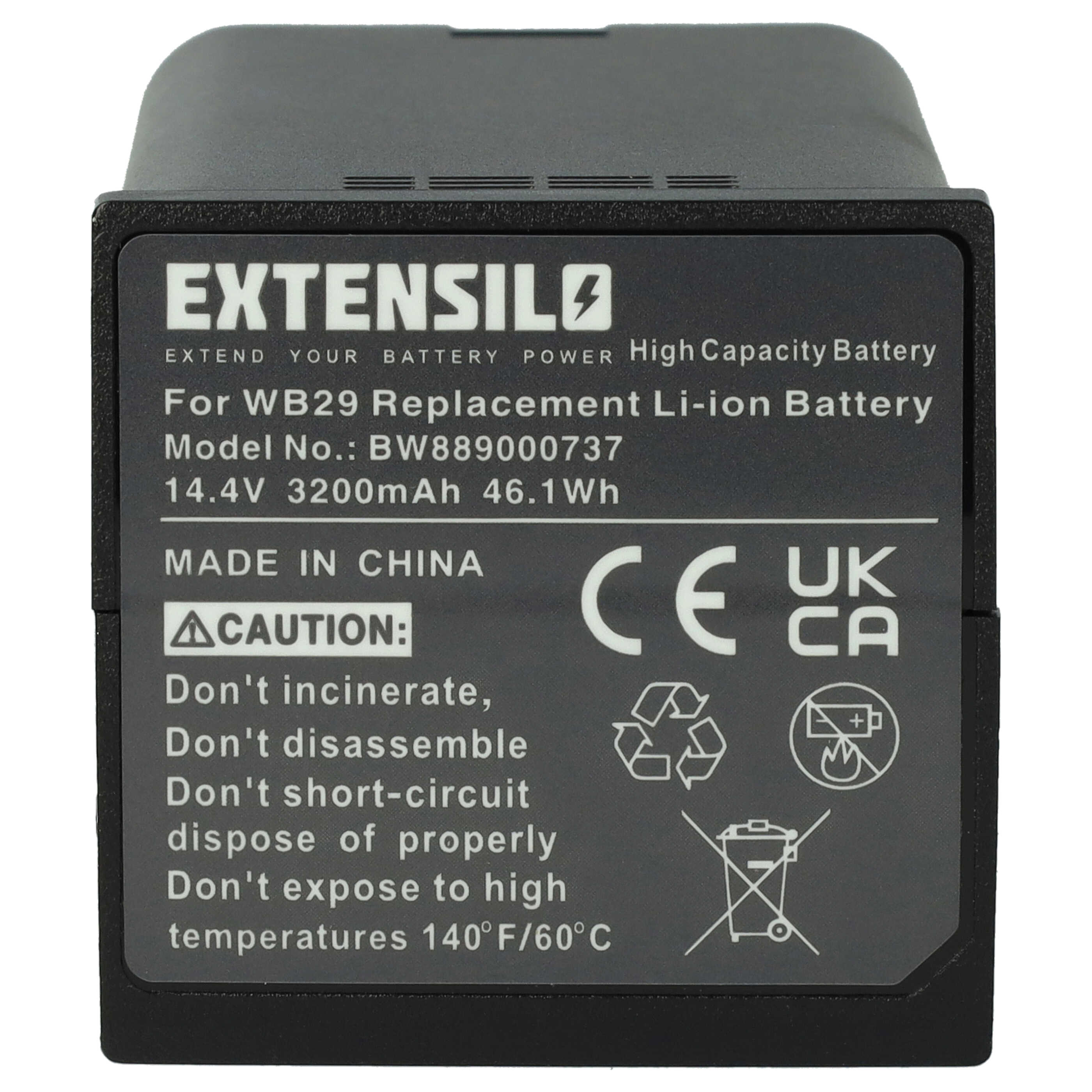 Batterie remplace Godox WB29A, W29, WB29B pour flash photo - 3200mAh 14,4V Li-ion