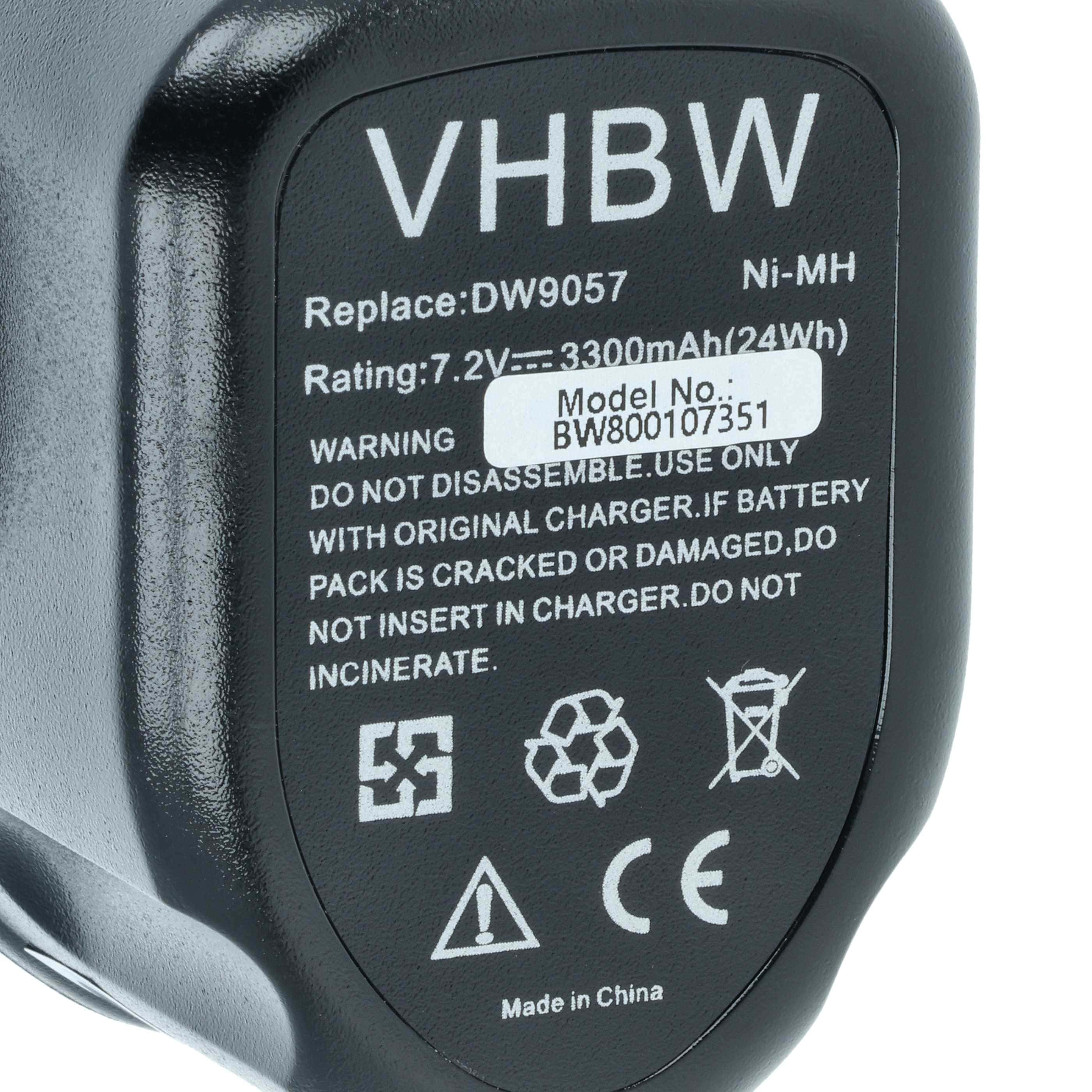 Akku 7,2V als Ersatz für Dewalt DW9057, DE9085, DE9057 - 3,3Ah, NiMH