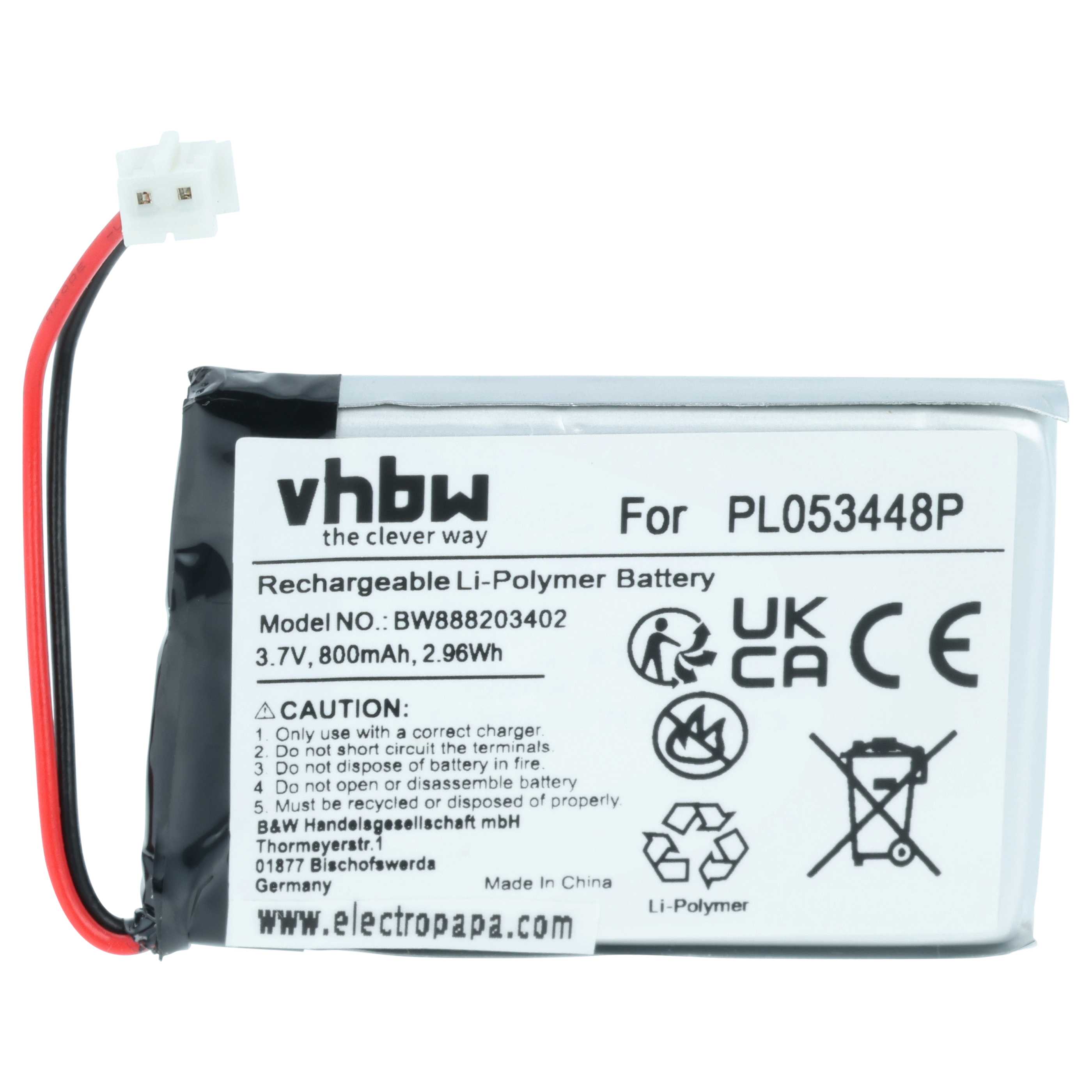 Batería reemplaza Nolan PL053448P para casco de moto - 800 mAh 3,7 V Li-poli