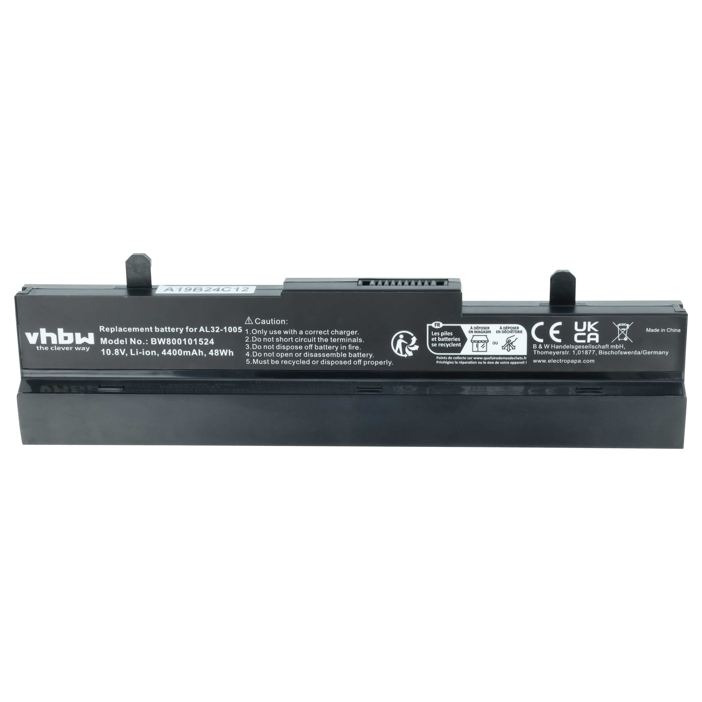 Batteria sostituisce Asus 70-OA1B1B2100, 0B20-00KA0AS, 90-OA001B9000 per notebook - 4400mAh 11,1V Li-Ion nero