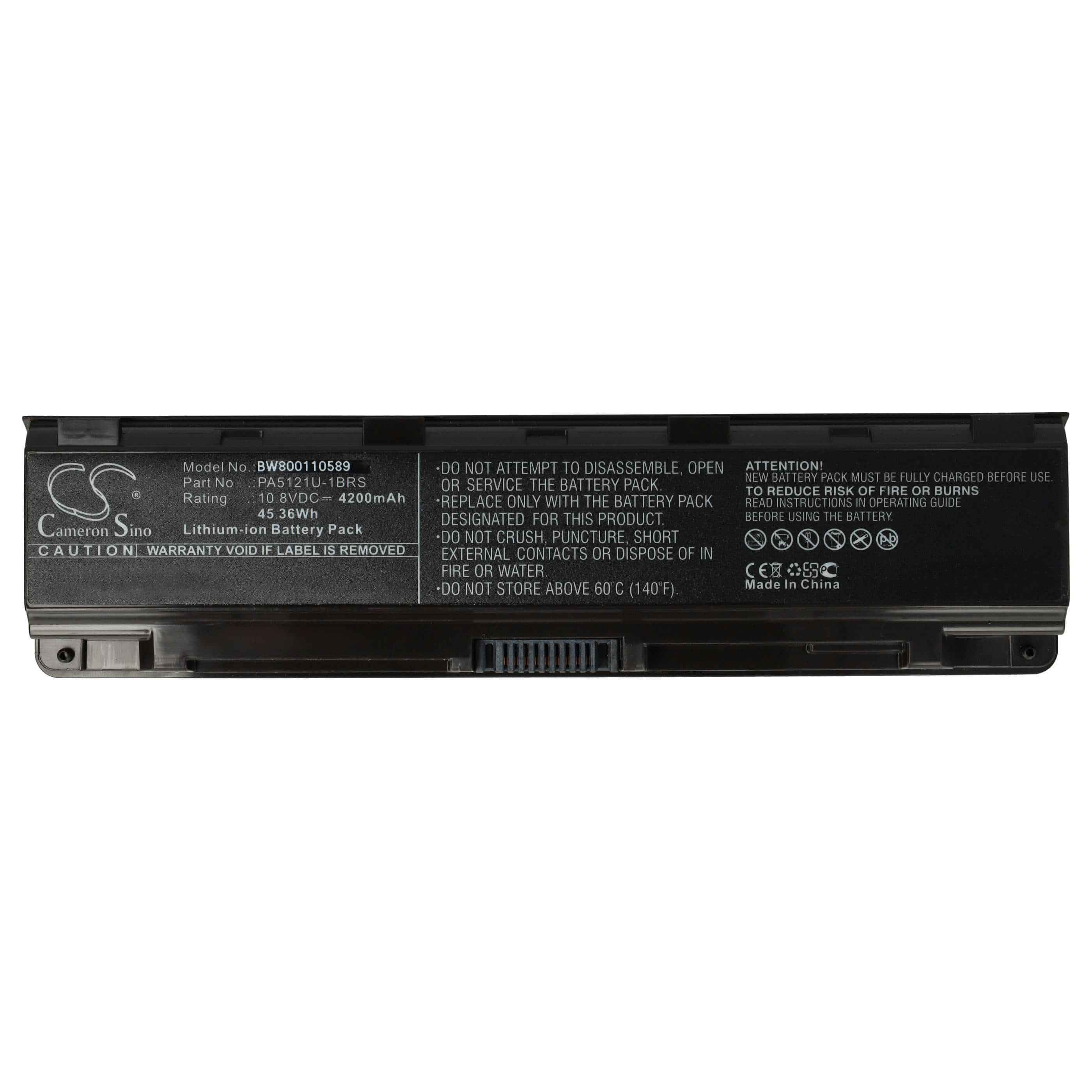 Notebook Battery Replacement for Toshiba PABAS274, PA5121U-1BRS, P000573260 - 4200 mAh 10.8 V Li-Ion, black