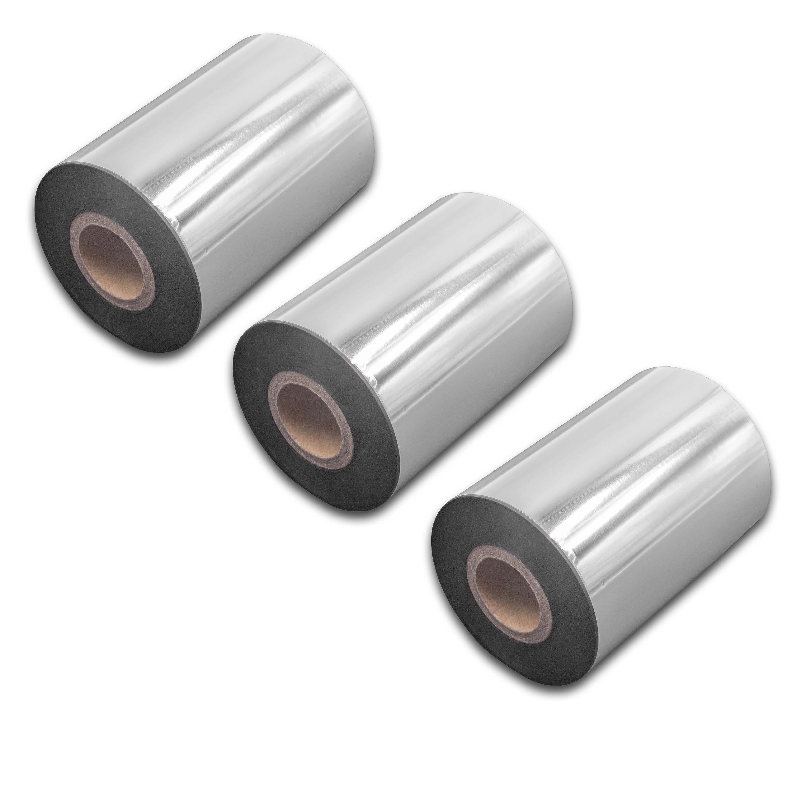 3x Thermotransferband passend für Godex, Printronix, TSC, Valentin Drucker u.a. - 90 mm x 300 m, Wachs Harz