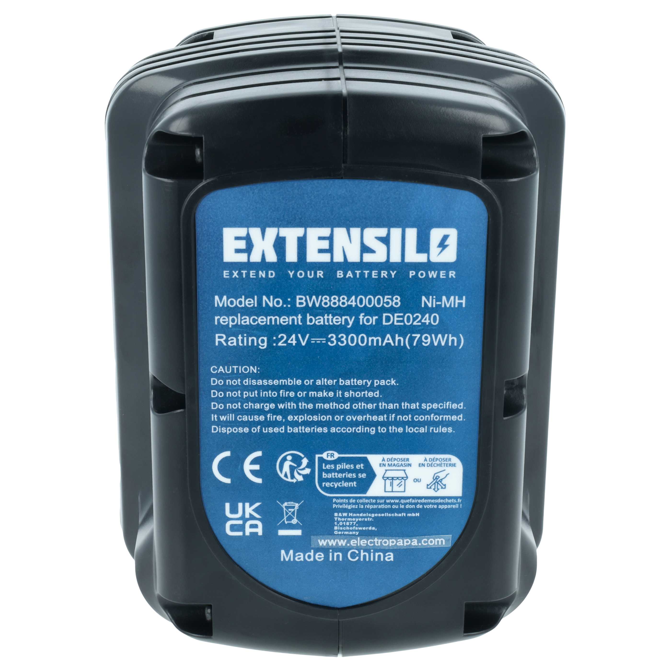 Akku (3x Stück) 24V als Ersatz für Dewalt DE0240-XJ, DE0242, BHA24, DE0240, DE0243, DE0241 - 3,3Ah, NiMH