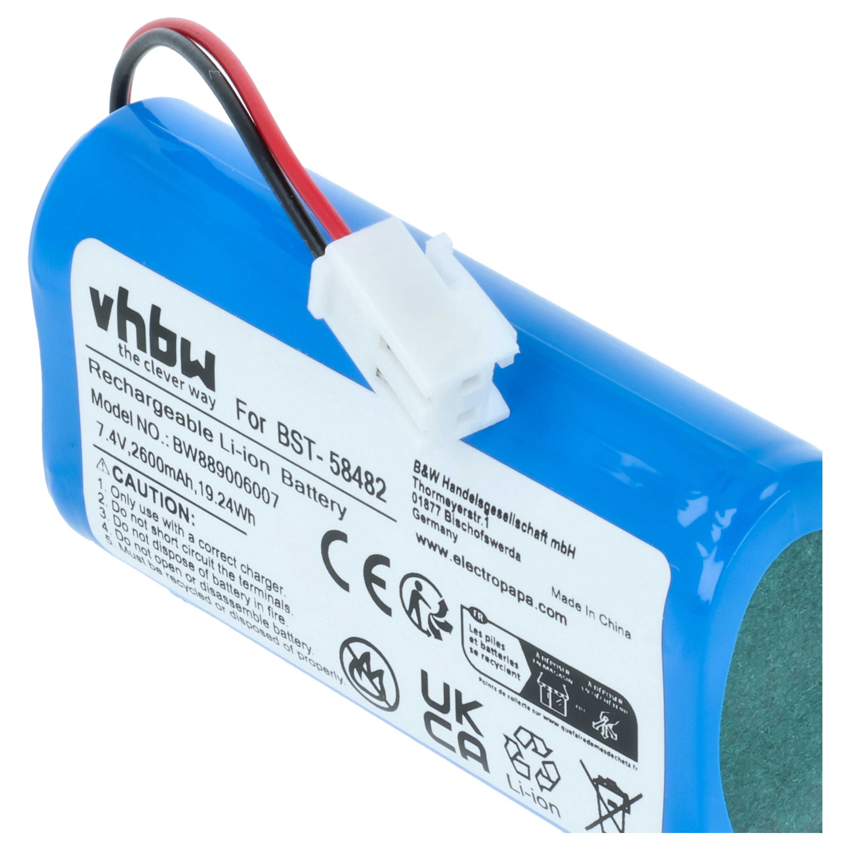Batteria per pulitrice sostituisce BST-58482 - 2600mAh 7,4V Li-Ion