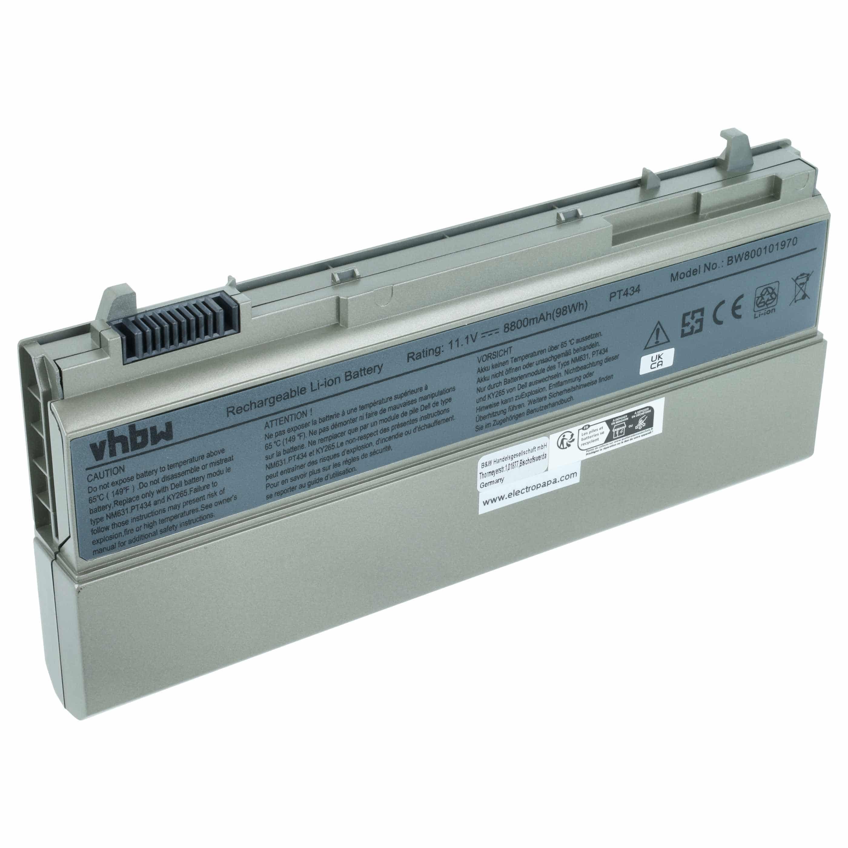 Batteria per notebook Dell Latitude E6400 - 8800mAh 11,1V Li-Ion argento grigio