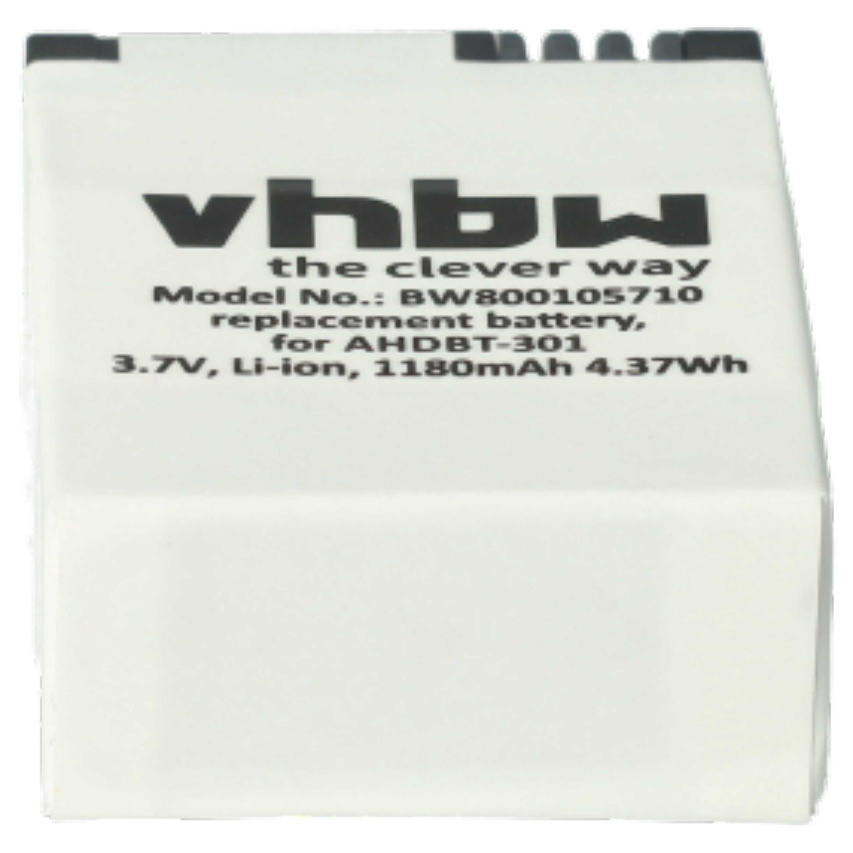 Videocamera 2x Battery replaces GoPro 1ICP7/26/33-2, 601-00724-00ACHDHN-301 - 1180 mAh 3.7 V Li-polymer