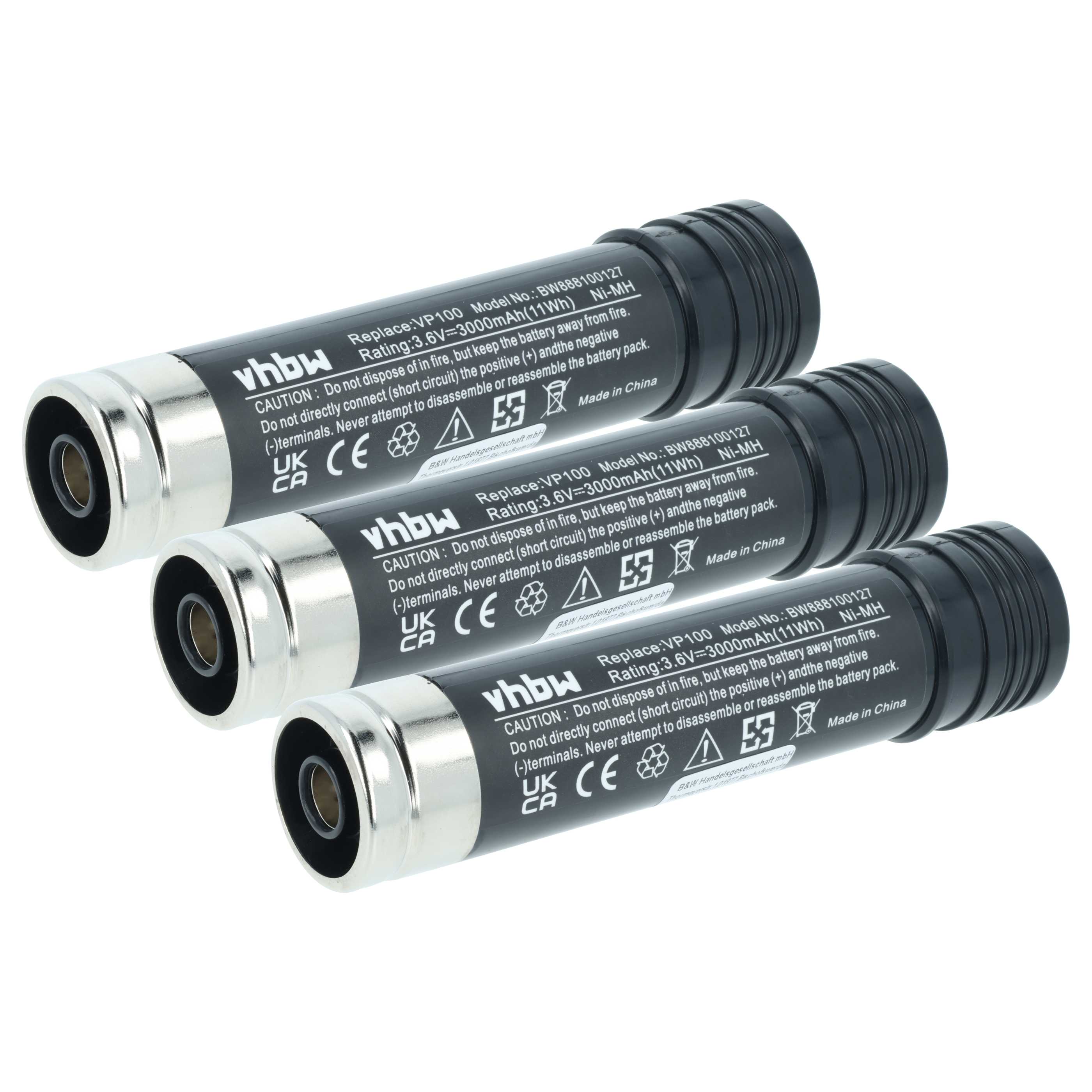 3x Battery replaces Black & Decker 151995-02, 1519950-3 Electric Power Tool - 3000 mAh, 3.6 V, NiMH