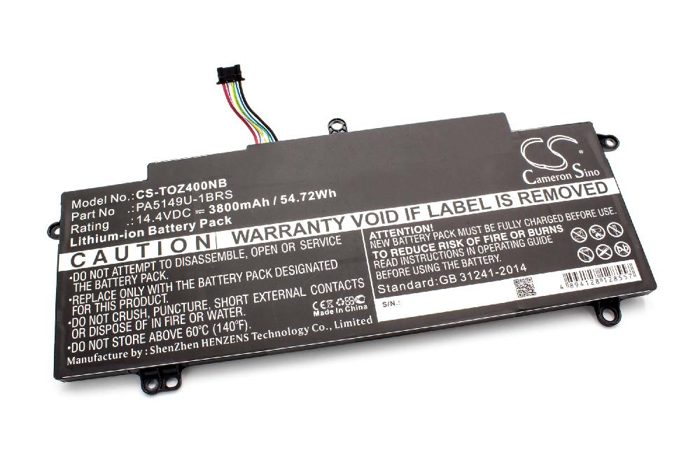 Notebook Battery Replacement for Toshiba PA5194U-1BRS - 3800mAh 14.4V Li-Ion, black