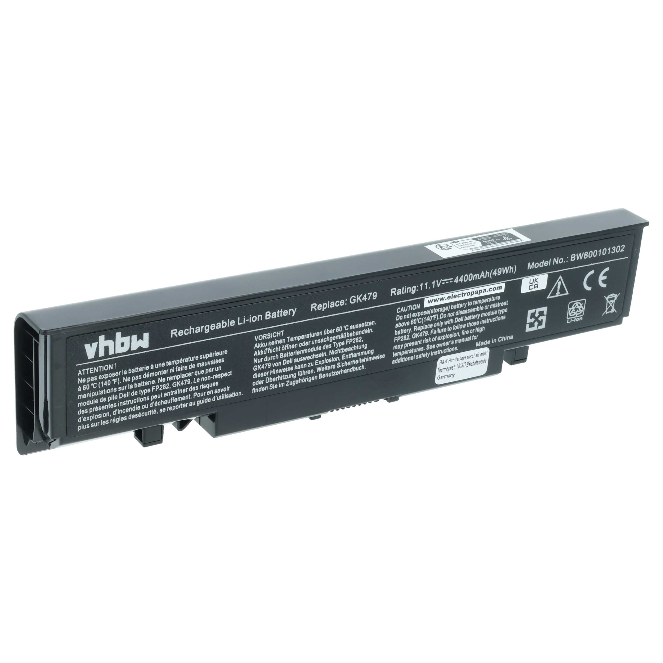 Akumulator do laptopa zamiennik Dell 312-0513, 312-0518, 312-0520, 312-0504 - 4400 mAh 11,1 V Li-Ion, czarny