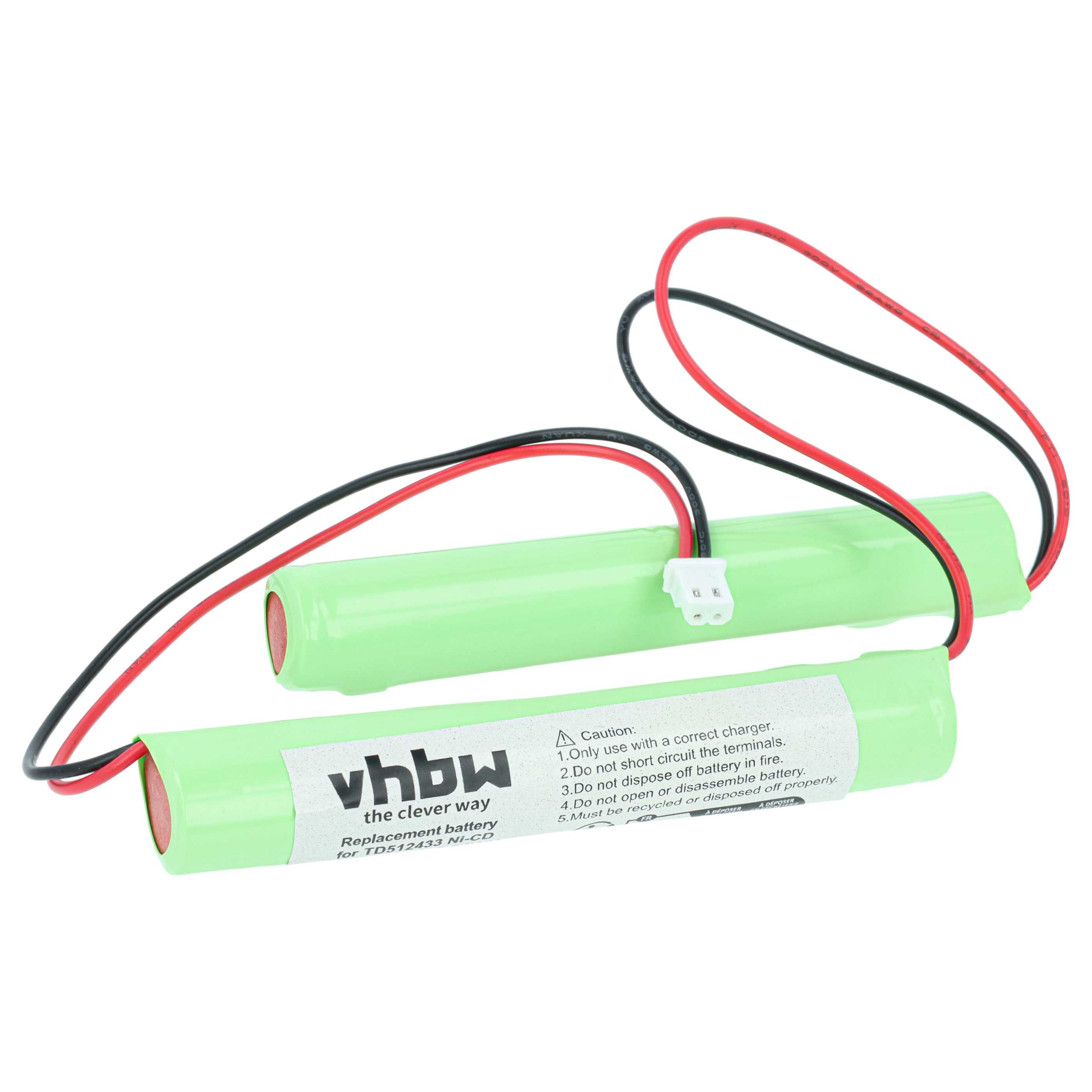 Batería reemplaza BAES TD512433 para iluminación emergencia (800 mAh, 4,8 V, NiCd)