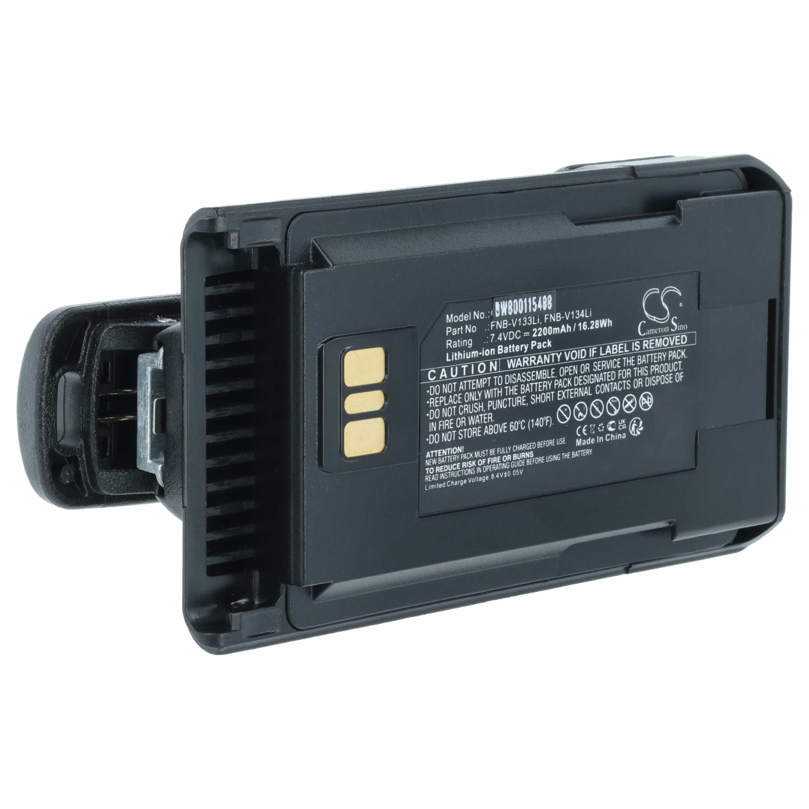 Radio Battery replaces Motorola AAJ67X001, AAJ68X001, AAK66X501 - 2200 mAh 7.4 V Li-Ion + Belt Clip