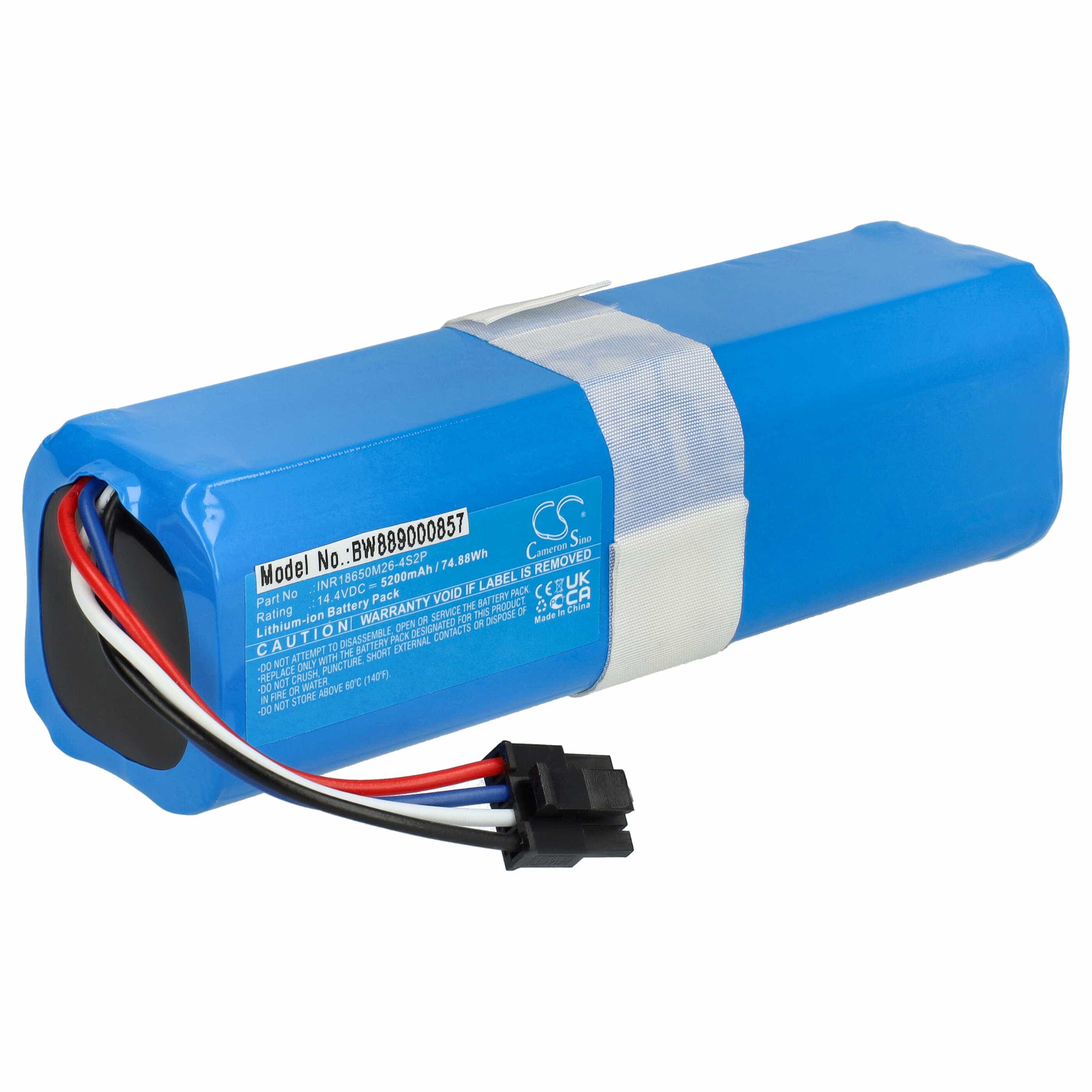 Batterie remplace 360 INR18650 M26-4S2P, D080-4S2P pour robot aspirateur - 5200mAh 14,4V Li-ion