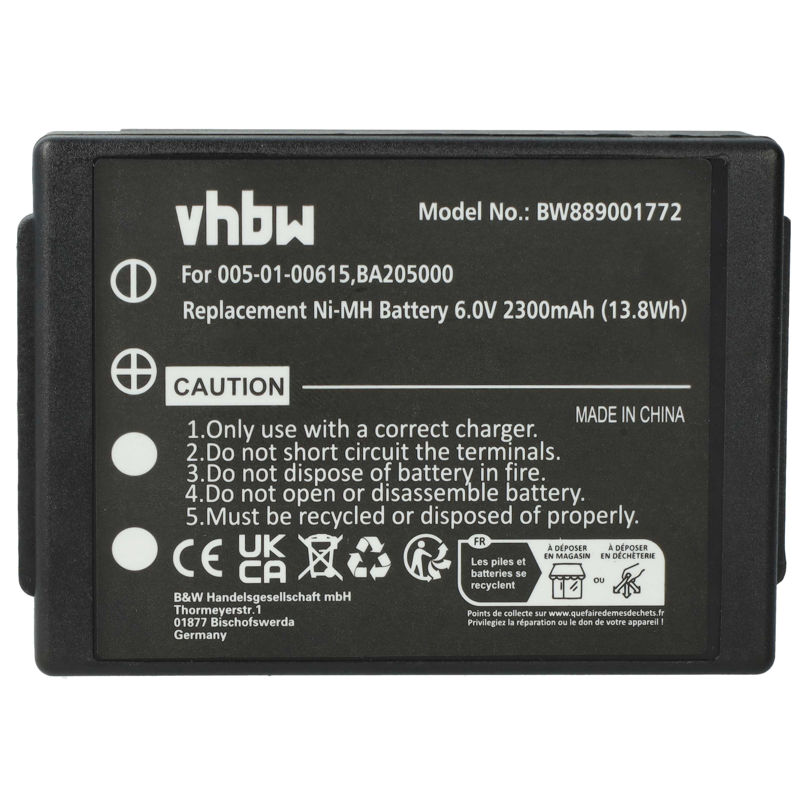 Batterie (10 pièces) remplace HBC 005-01-00615, BA205000, BA206000, BA206030, BA205030 - 2300mAh 6V NiMH
