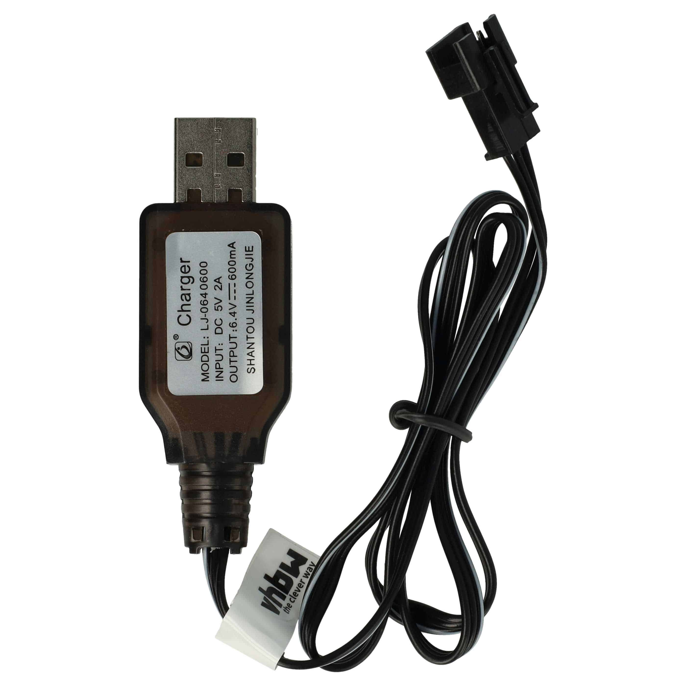 USB-Ladekabel passend für RC-Akkus mit SM-3P-Anschluss, RC-Modellbau Akkupacks - 60cm 6,4V