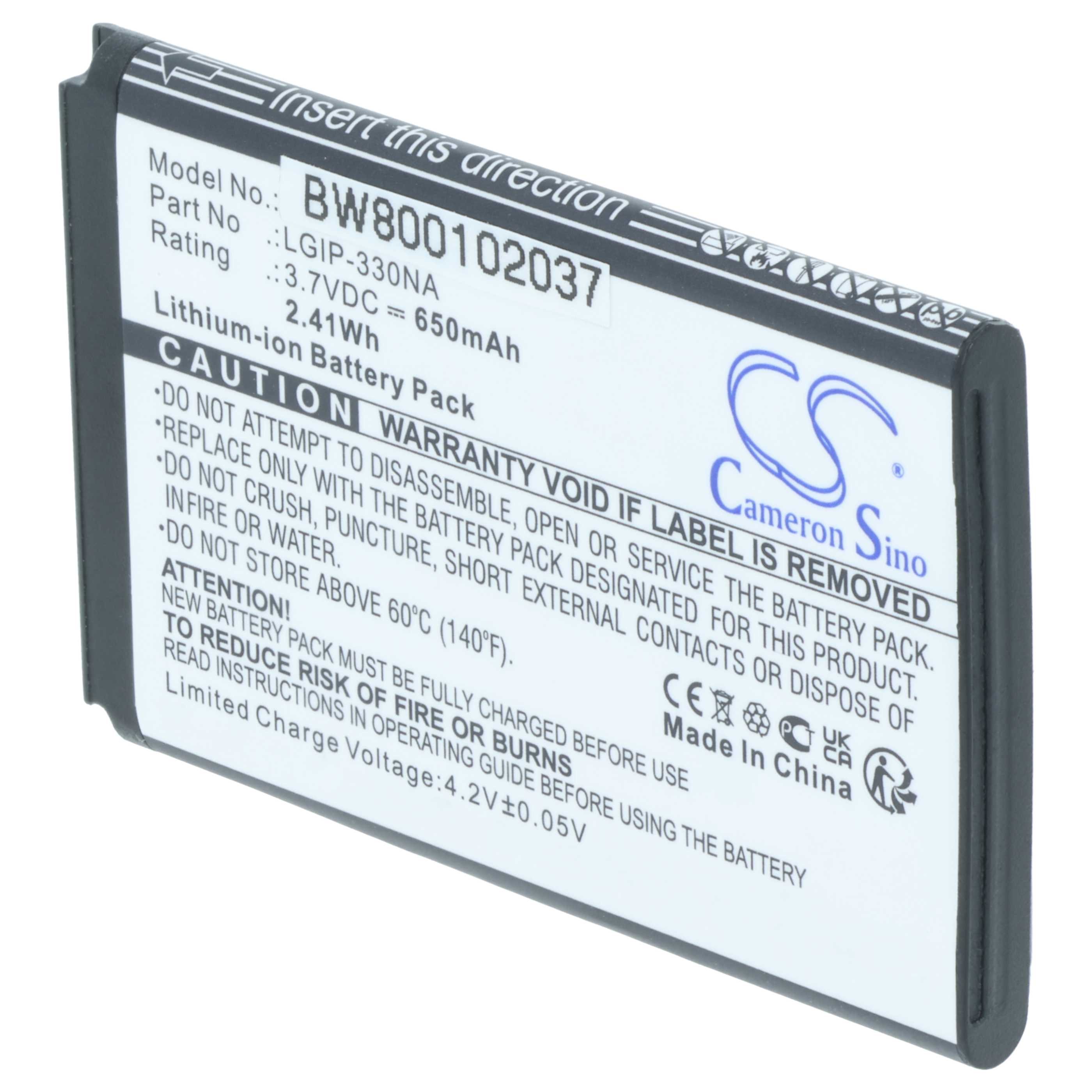 Batteria sostituisce LGIP-330NA per cellulare - 600mAh 3,7V Li-Ion 