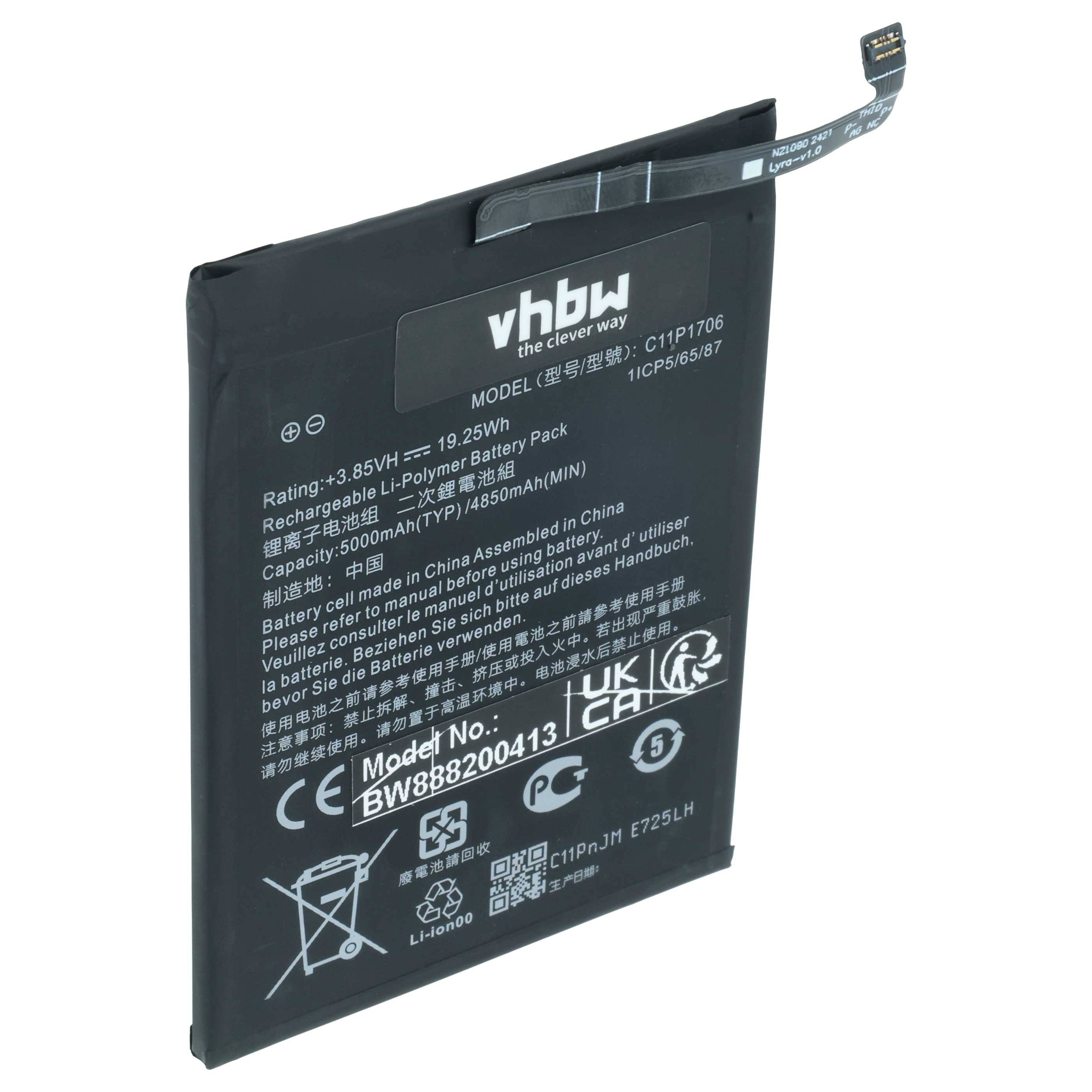 Akumulator do telefonu smartfona zamiennik Asus C11P1706 (1ICP5/65/87), 0B200-02870200 - 4900 mAh 3,85 V LiPo