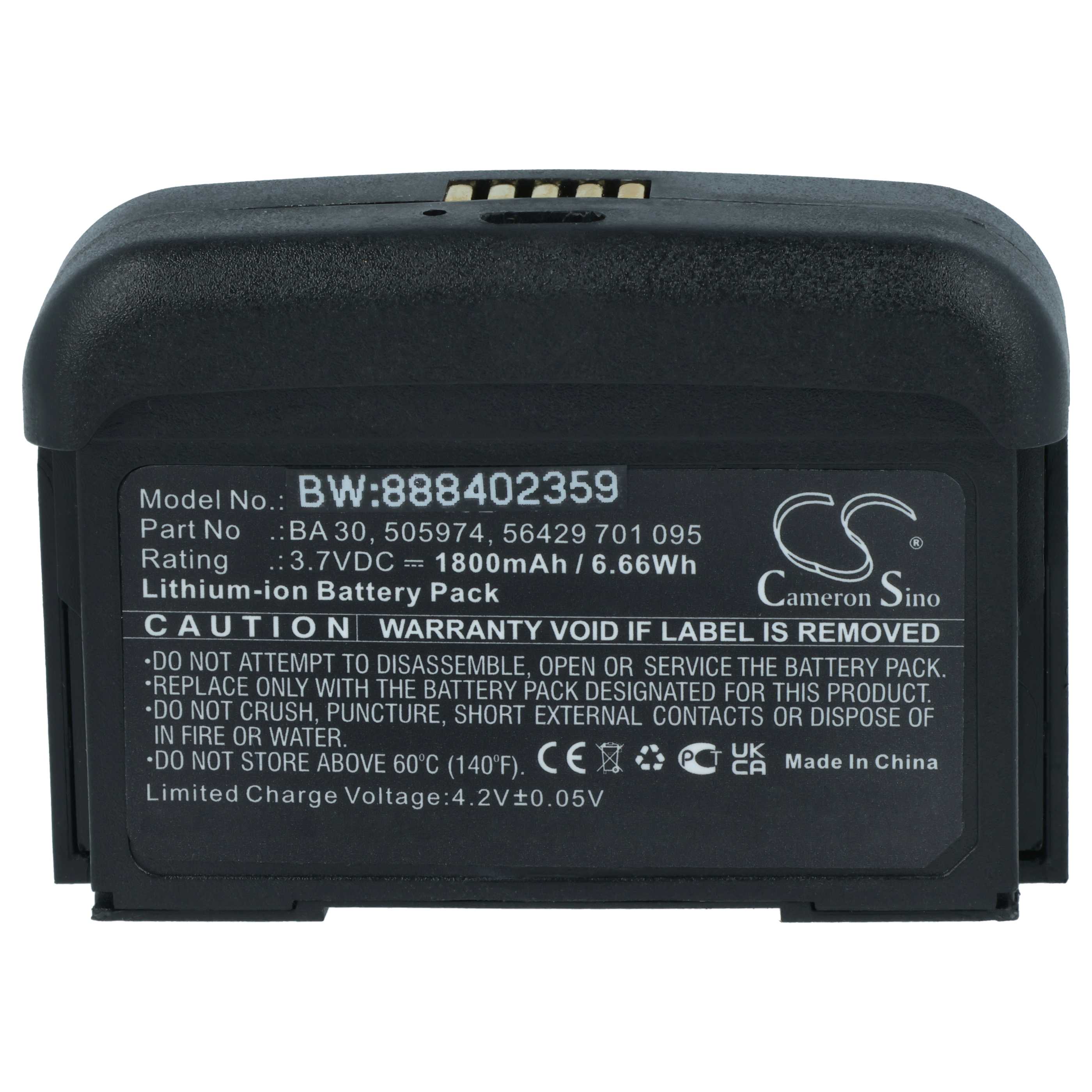 2x Akumulator do cyfrowego systemu bezprzewodowego zamiennik Sennheiser 505974 - 1800 mAh 3,7 V Li-Ion