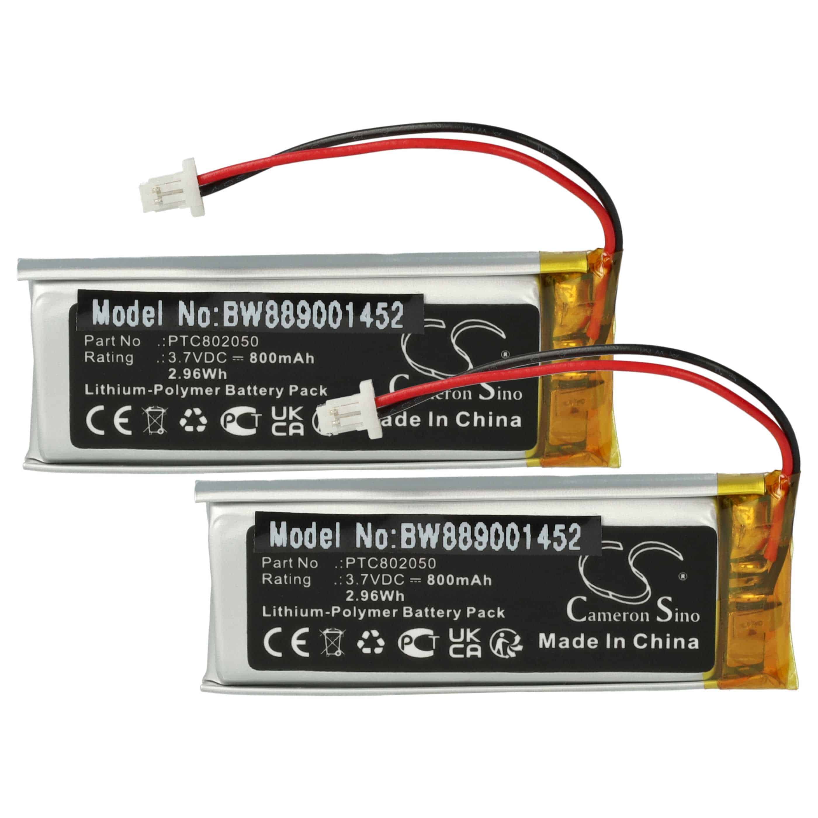 2x Akumulator do słuchawek bezprzewodowych zamiennik Sena XK701953, PTC802050 - 800 mAh 3,7 V LiPo