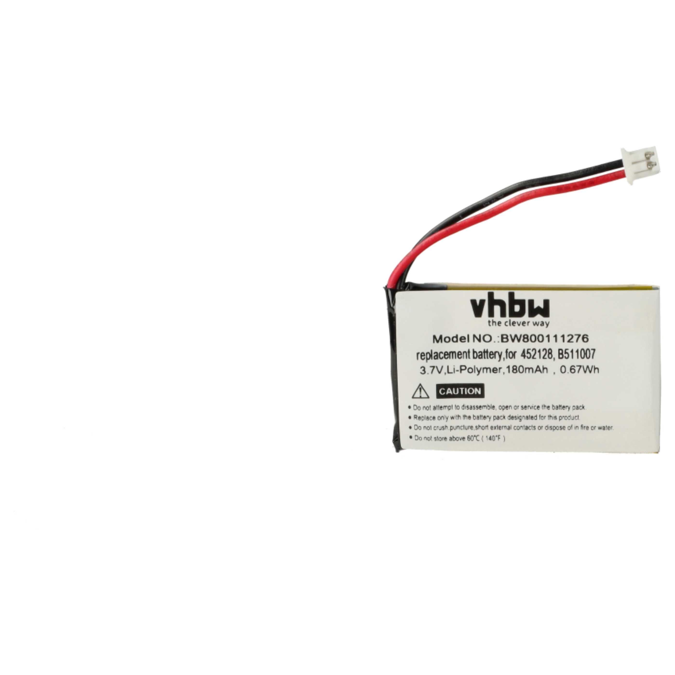 5x Akumulator do słuchawek bezprzewodowych zamiennik 452128, B511007 - 180 mAh 3,7 V LiPo