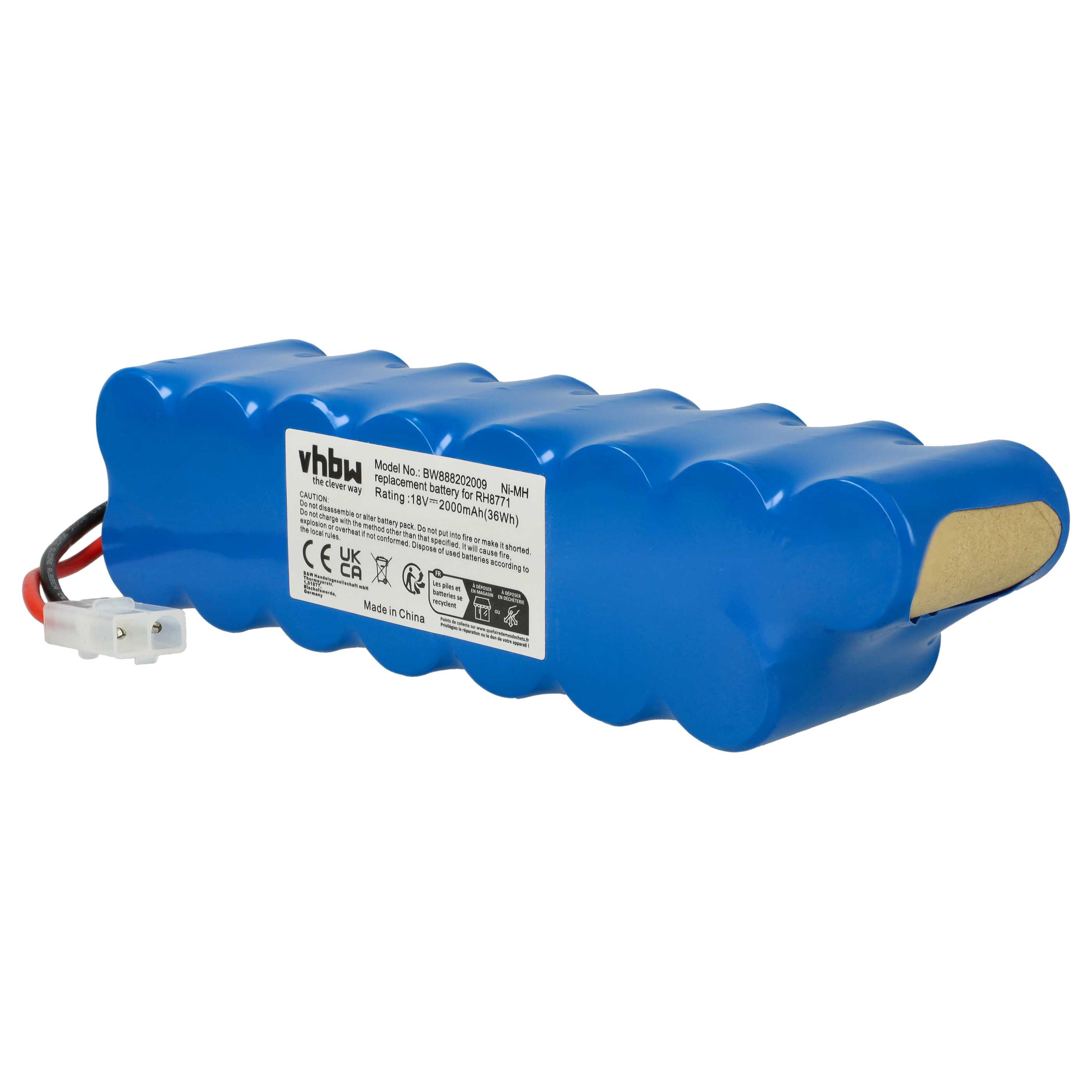 Battery replaces Rowenta RD-ROW18VA for Rowenta 2000mAh, 18V, NiMH