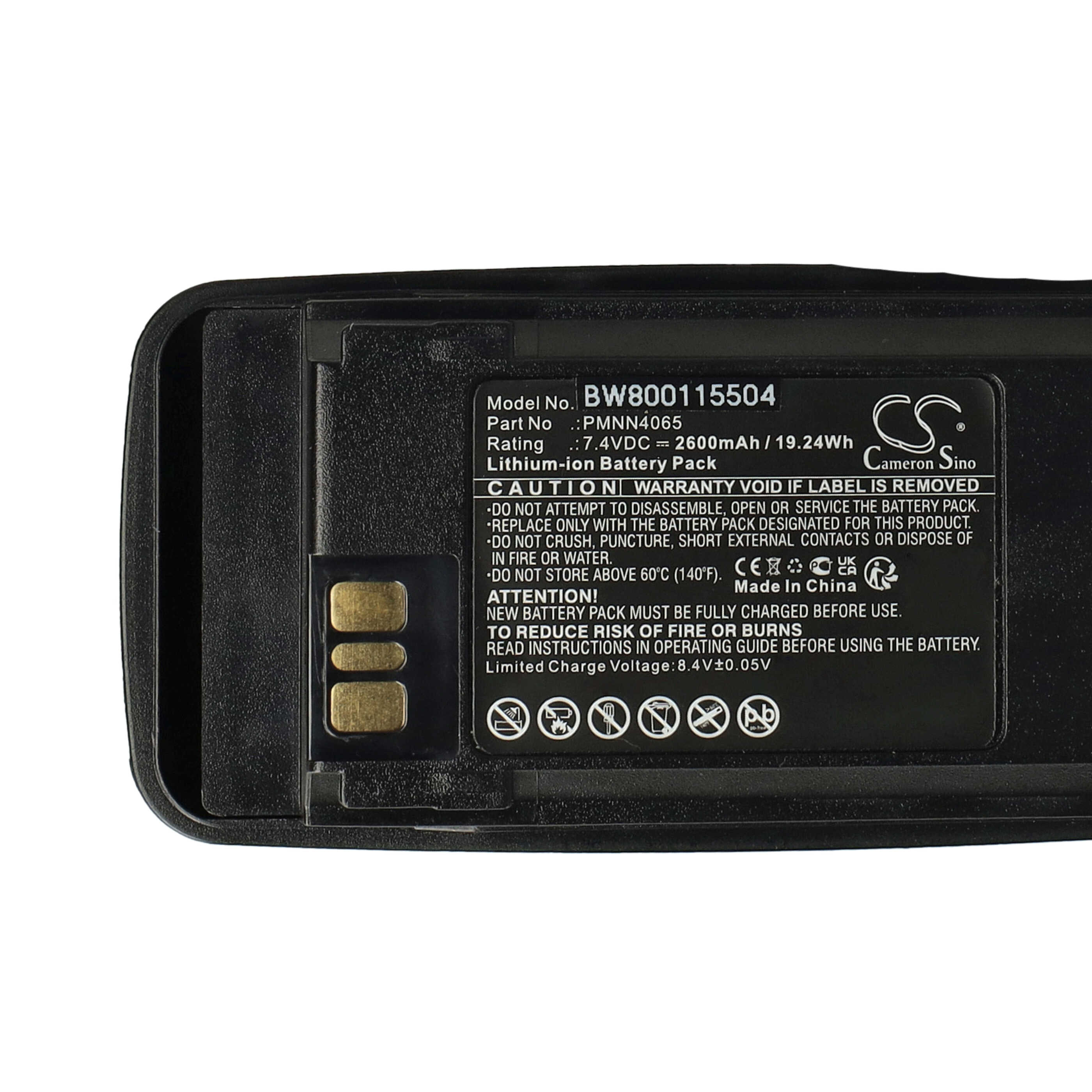 Radio Battery Replacement for Motorola NNTN4066, NNTN4077, NNTN4103 - 2600mAh 7.4V Li-Ion + Belt Clip
