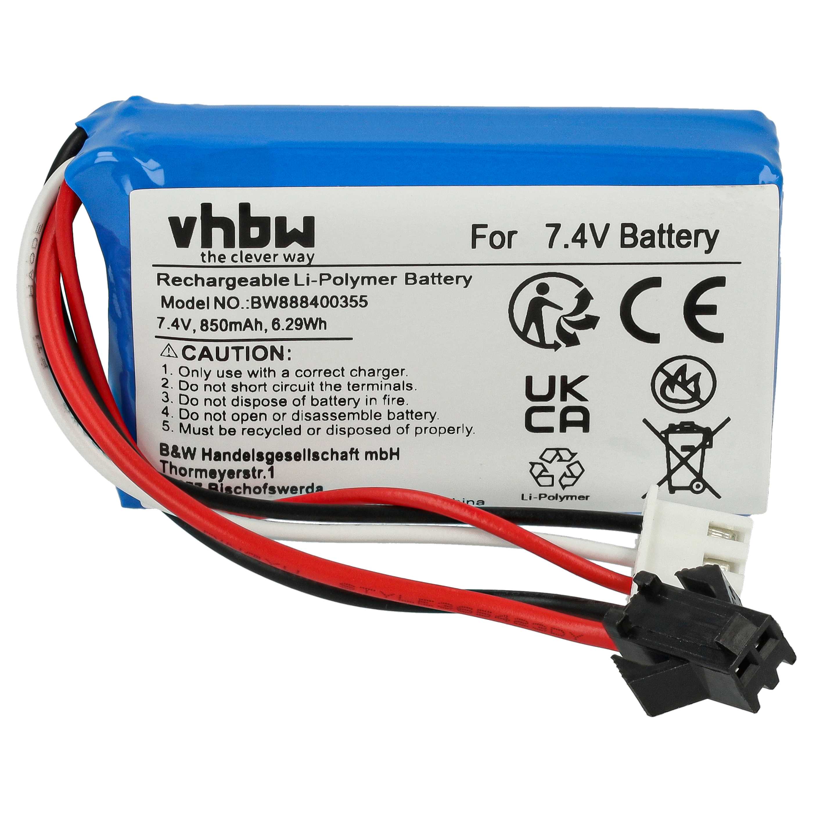 Batterie modèle radio-télécommandé - 850mAh 7,4V Li-polymère, SM-2P