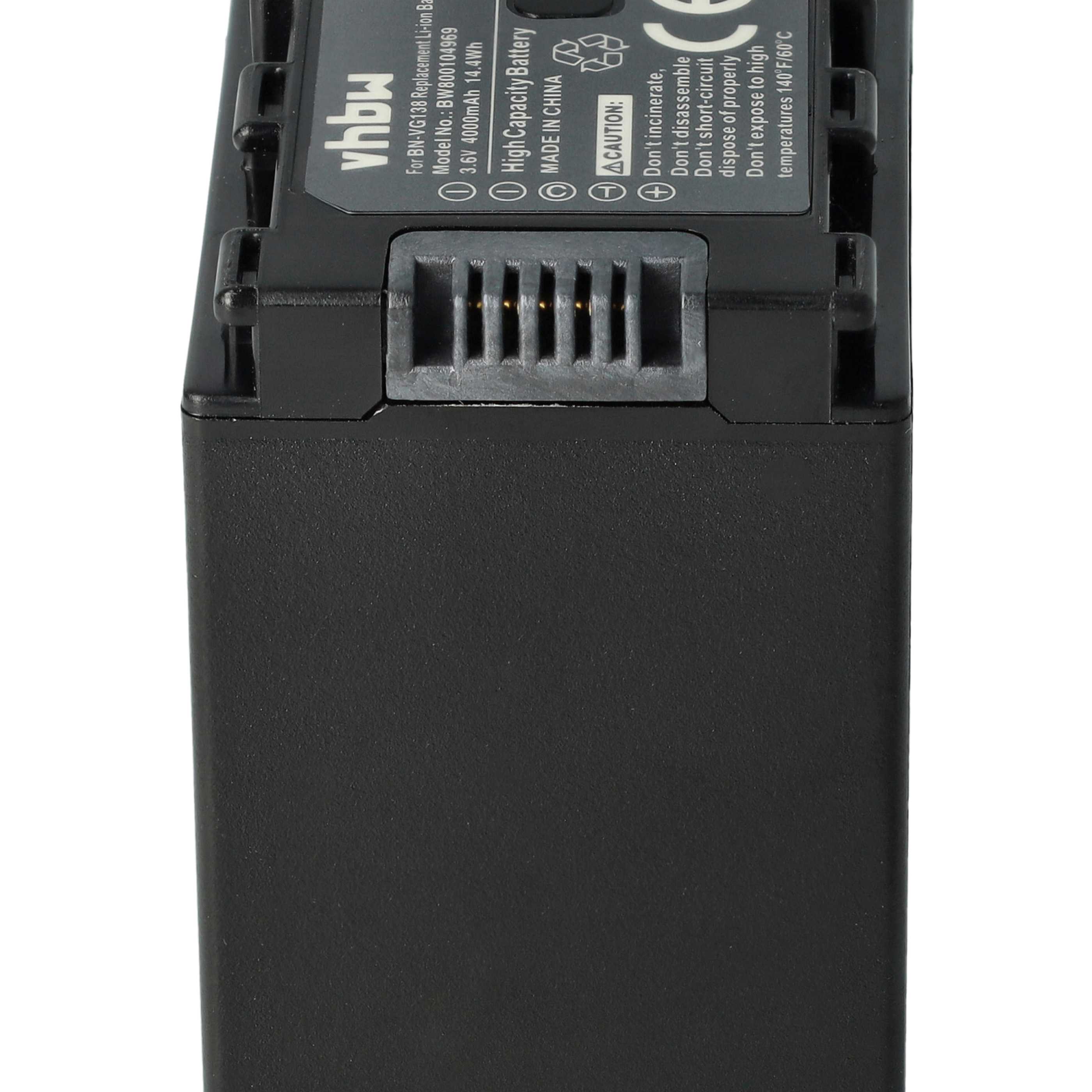 Videocamera 2x Battery replaces JVC BN-VG138SU, BN-VG138, BN-VG138E, BN-VG138AC - 4000 mAh 3.6 V Li-Ion