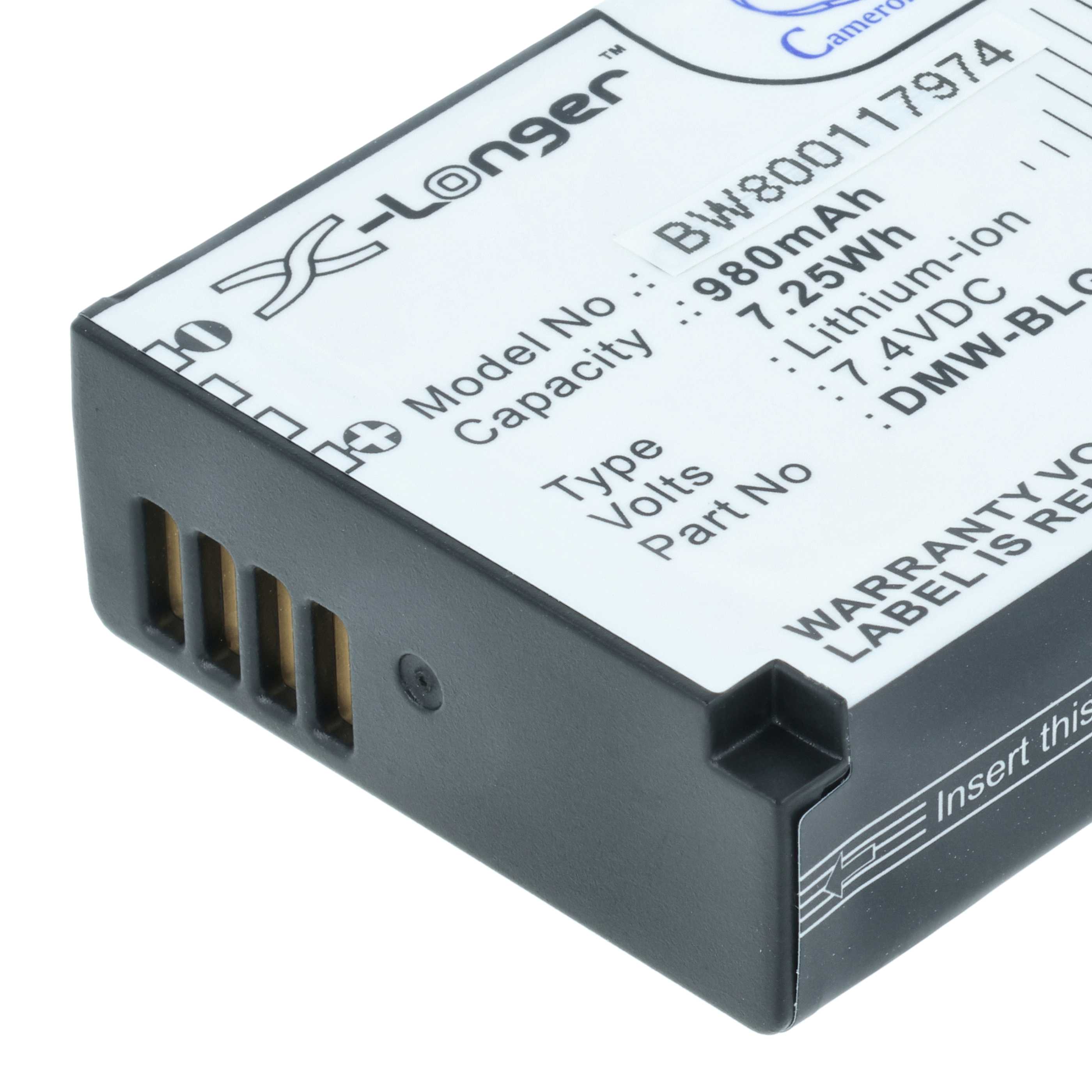 Battery replaces Leica BP-DC15E, BP-DC15 - 980mAh, 7.4V, Li-Ion