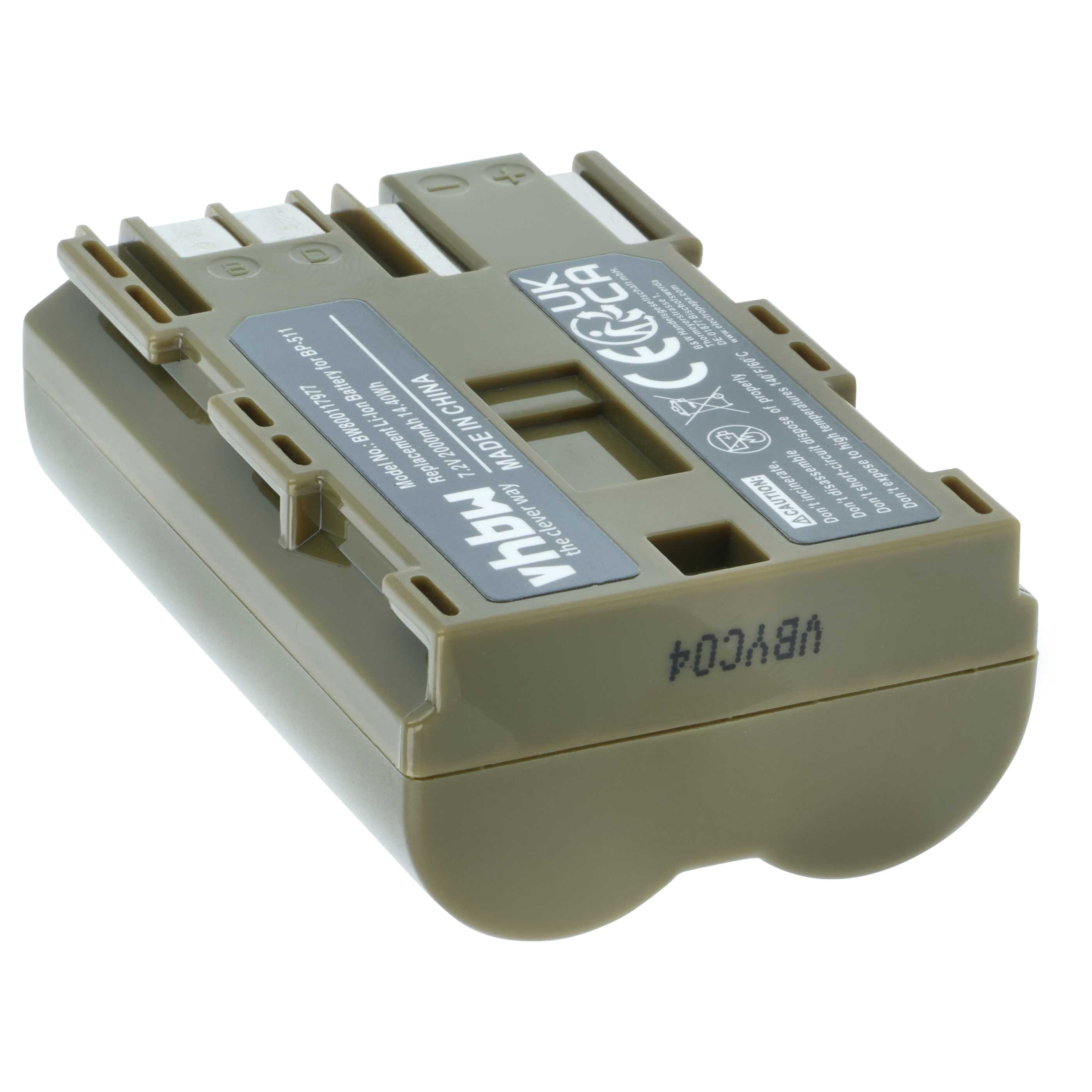 Battery replaces Canon BP-511A, BP-512, BP-514, BP-511, BP-508 - 2000mAh, 7.4V, Li-Ion