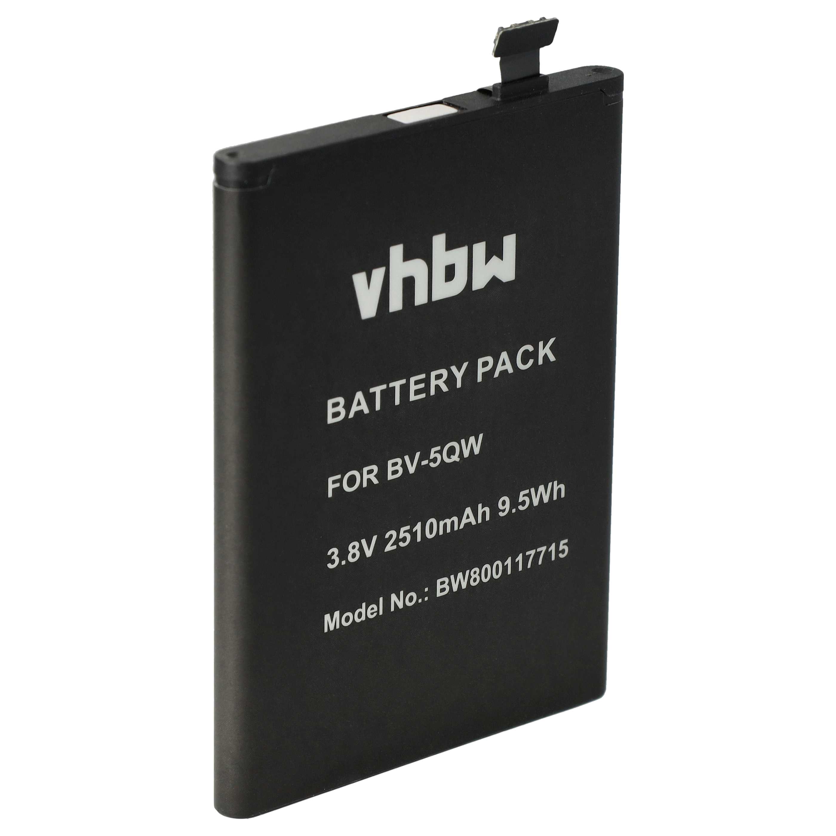 Batterie remplace Microsoft / Nokia BV-5QW pour téléphone portable - 2510mAh, 3,8V, Li-ion
