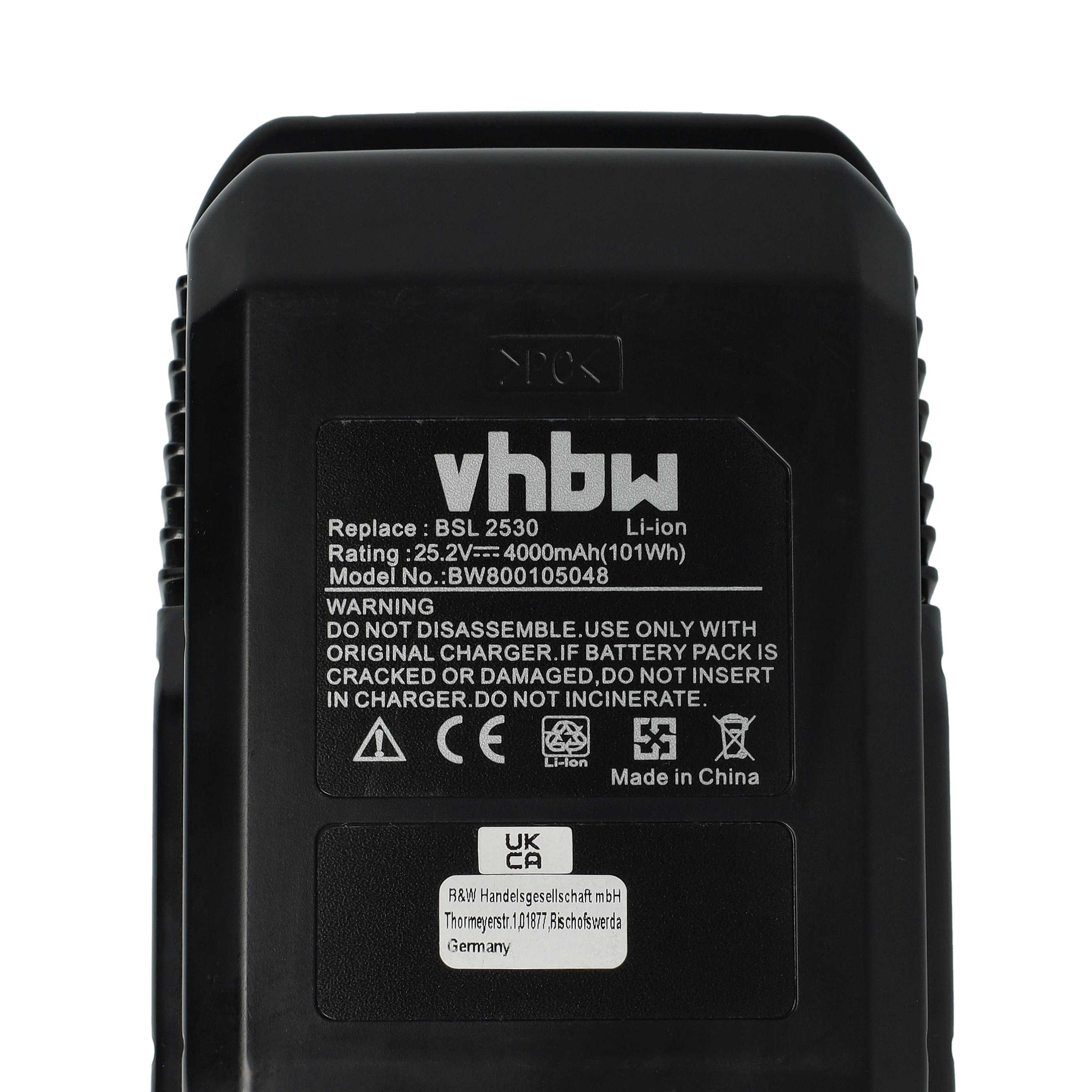 Batería para herramienta reemplaza Hitachi 328034, 328033, BSL2530, BSL 2530 - 4000 mAh, 25,2 V, Li-Ion