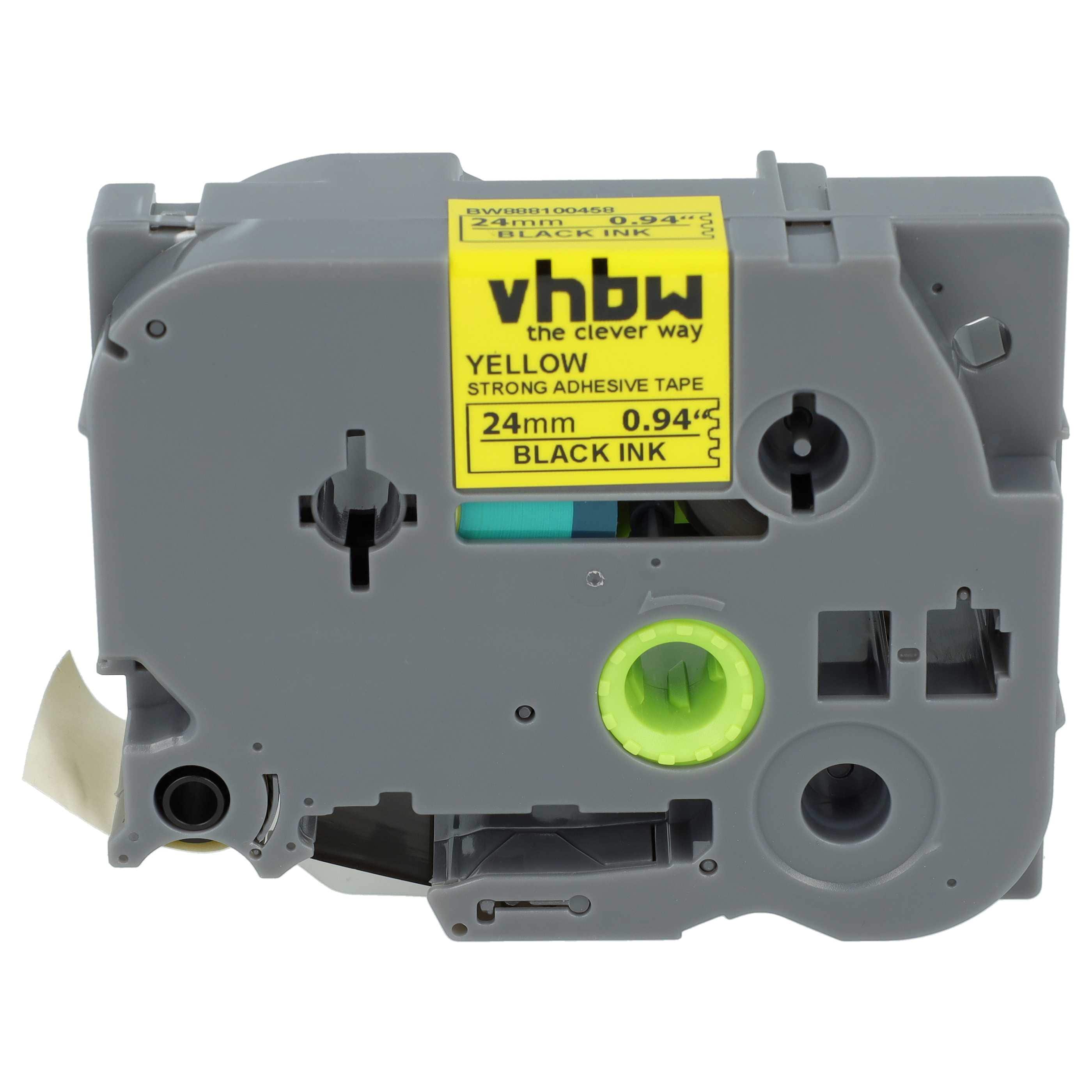 5x Label Tape replaces Brother TZE-S651 - 24 mm Black to Yellow, Extra Stark