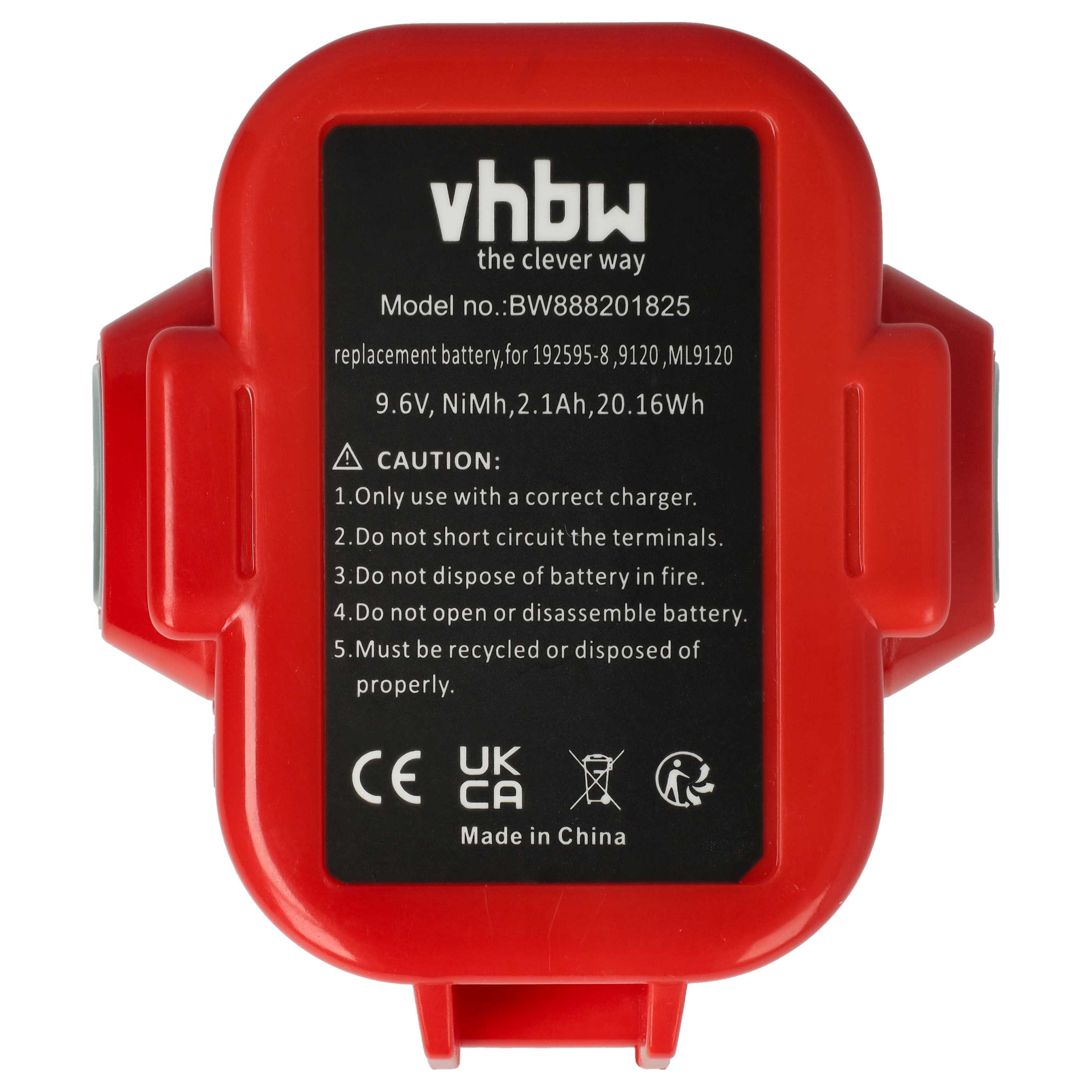 Battery replaces Makita 192638-6, 192596-6, 192697-A, 192595-8 Electric Power Tool - 2100 mAh, 9.6 V, NiMH