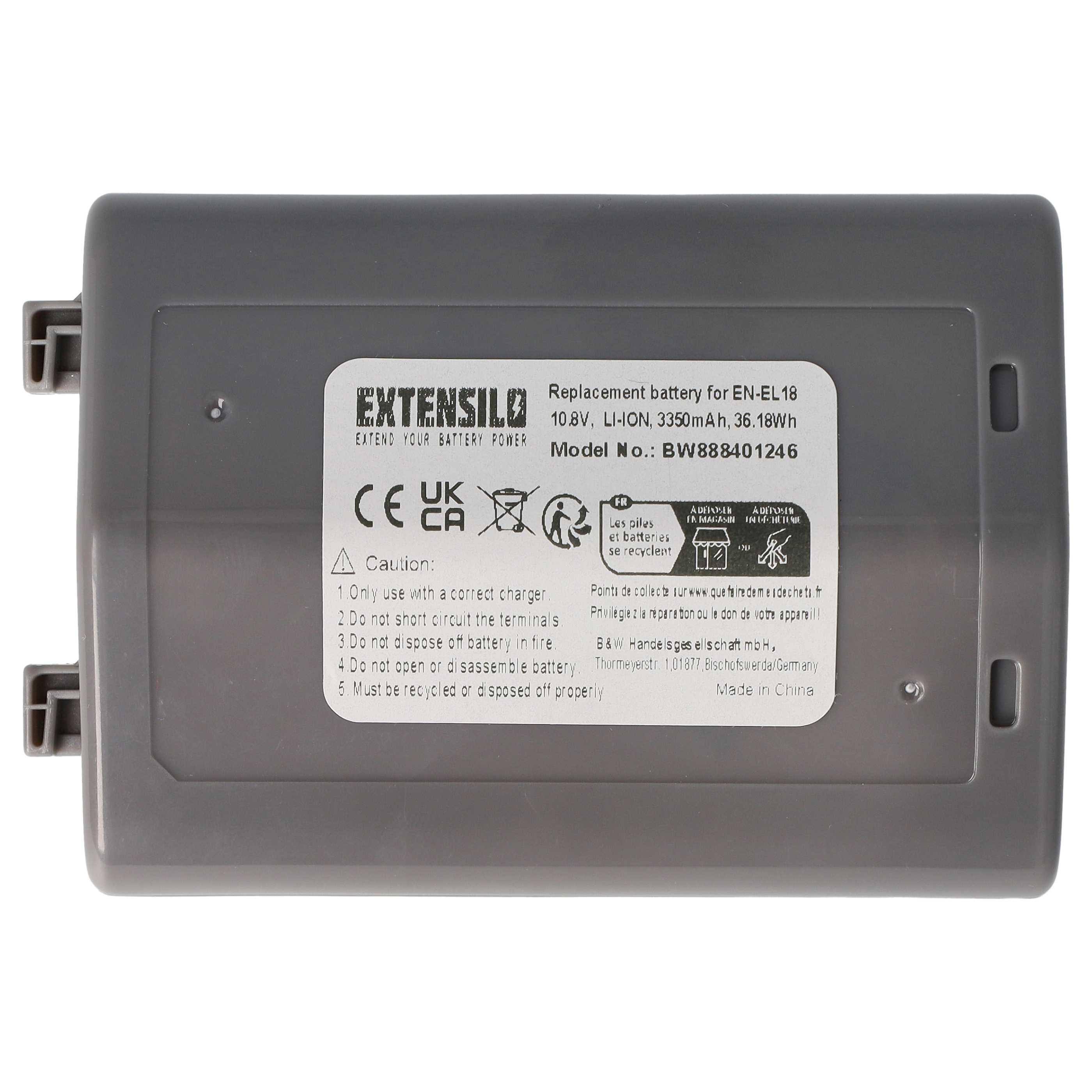 Battery replaces Nikon EN-EL18 - 3350mAh, 10.8V, Li-Ion