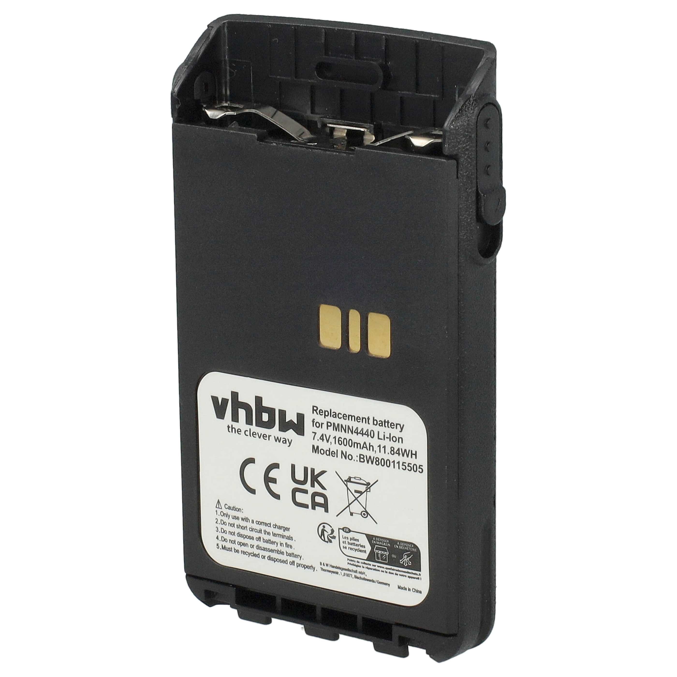 Radio 10x Battery replaces Motorola PMNN4511A, PMNN4440, PMNN4502A, PMNN4440AR - 1600 mAh 7.4 V Li-Ion