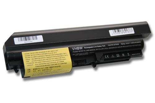 Notebook Battery Replacement for IBM 42T4653, 42T5225, 42T4677, 42T5228, 42T5227 - 4400mAh 10.8V Li-Ion, black