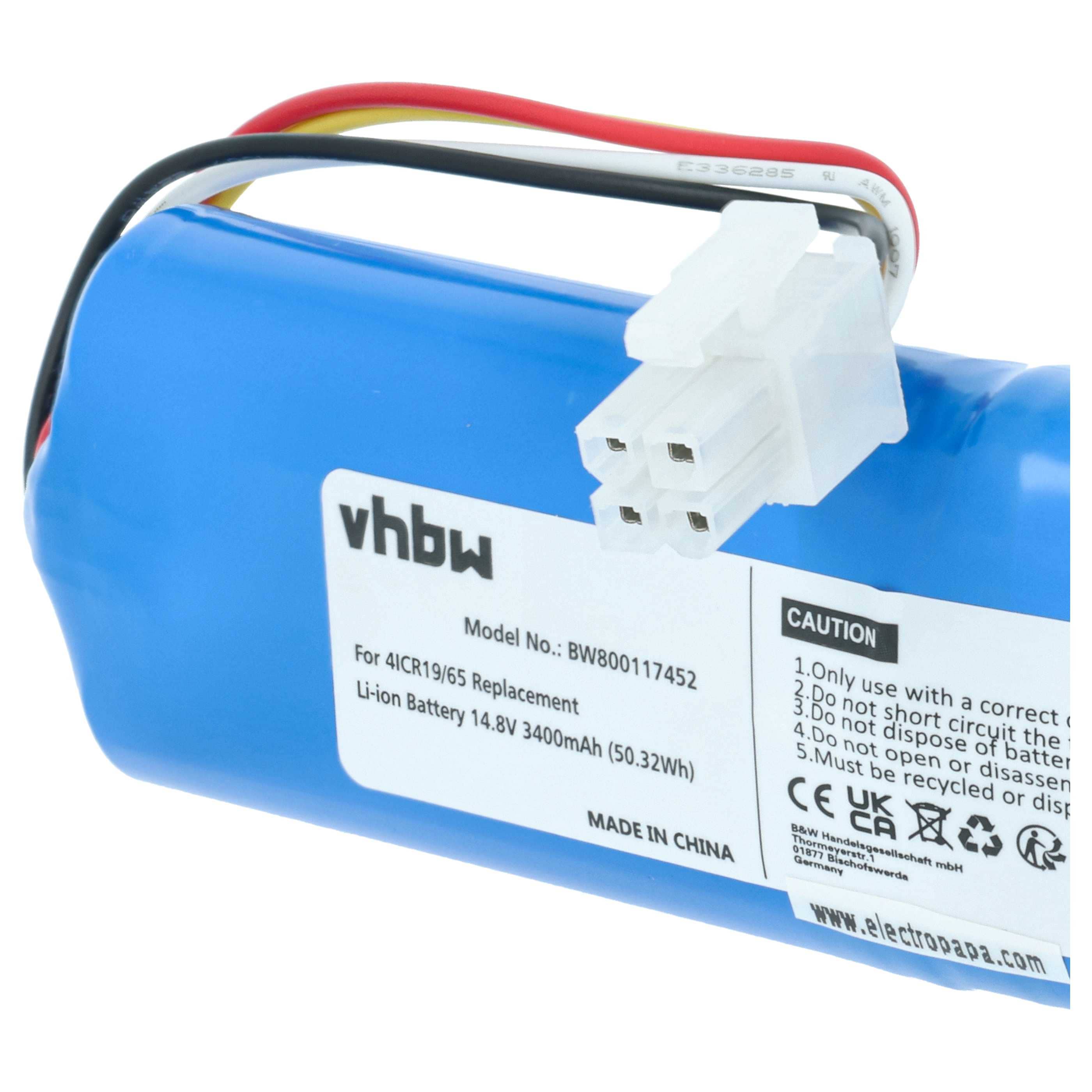 Battery replaces Philips 4ICR19/65, CP0111/01 for Philips 3400mAh, 14.8V, Li-Ion