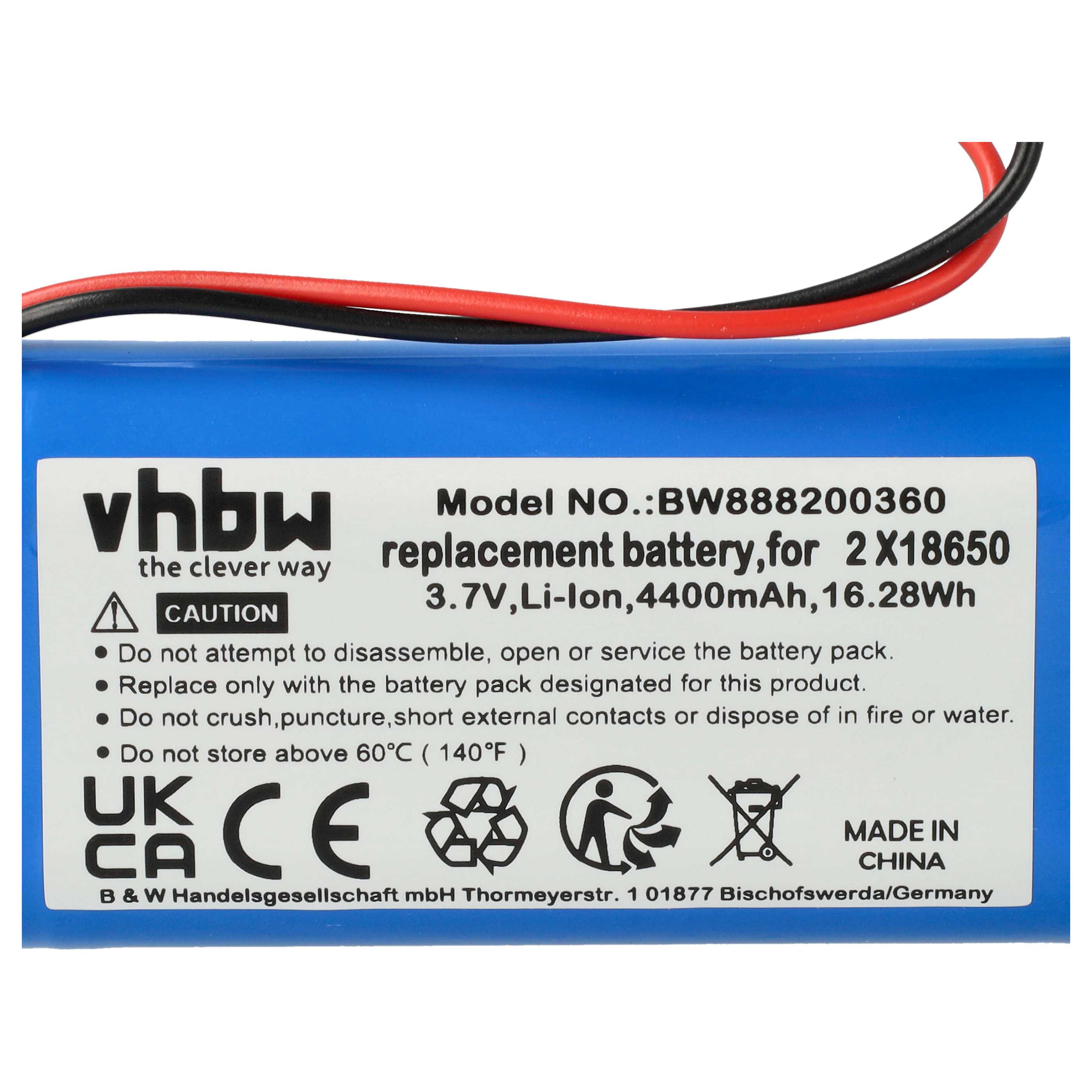 2x Akku für Sigor Nuindie, Numotion, Villeroy & Boch Seoul 2.0, Zafferano Poldina - 4400mAh 3,7V Li-Ion