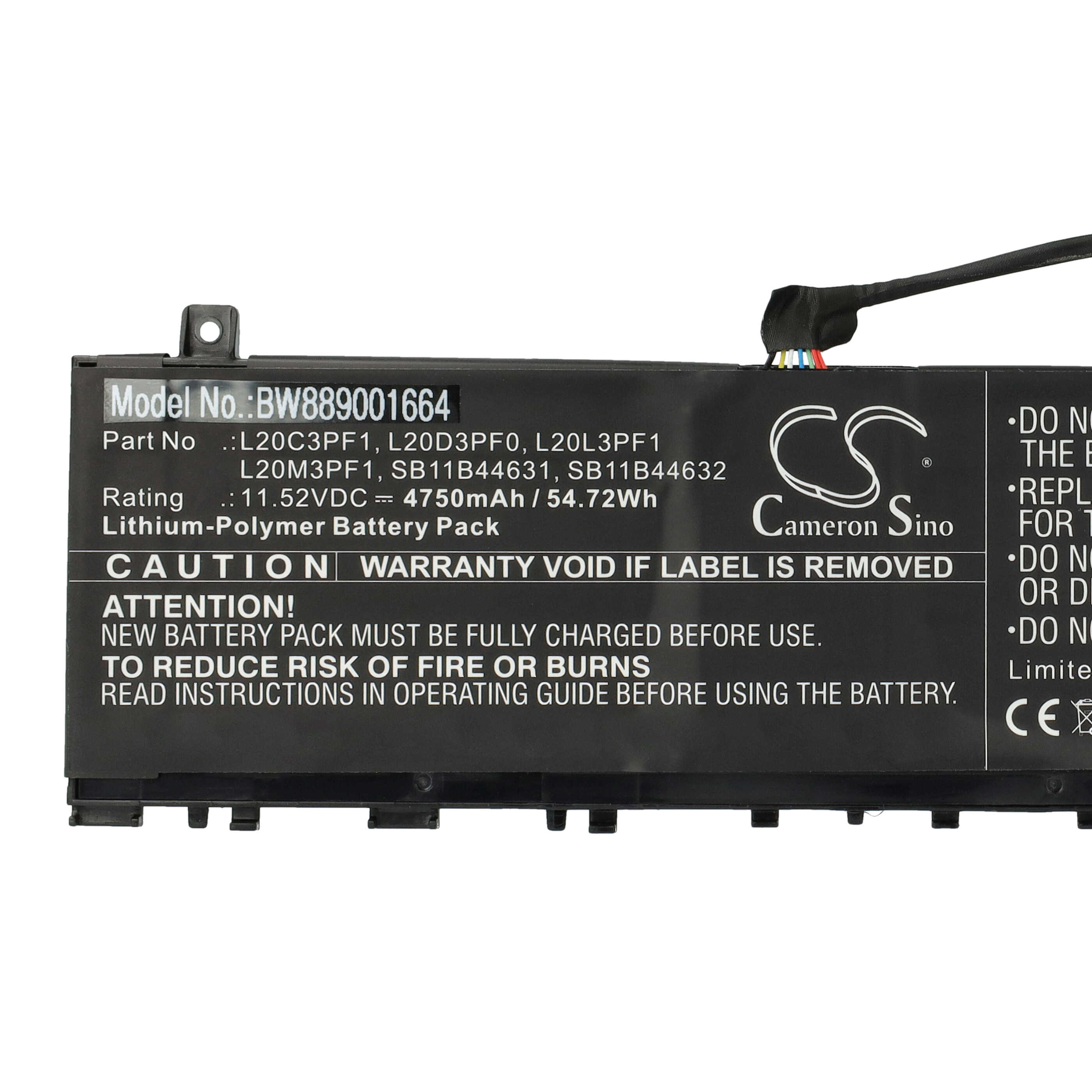 Akumulator do laptopa zamiennik Lenovo L20D3PF0, L20C3PF1, L20M3PF1, L20L3PF1 - 4750 mAh 11,52 V LiPo, czarny