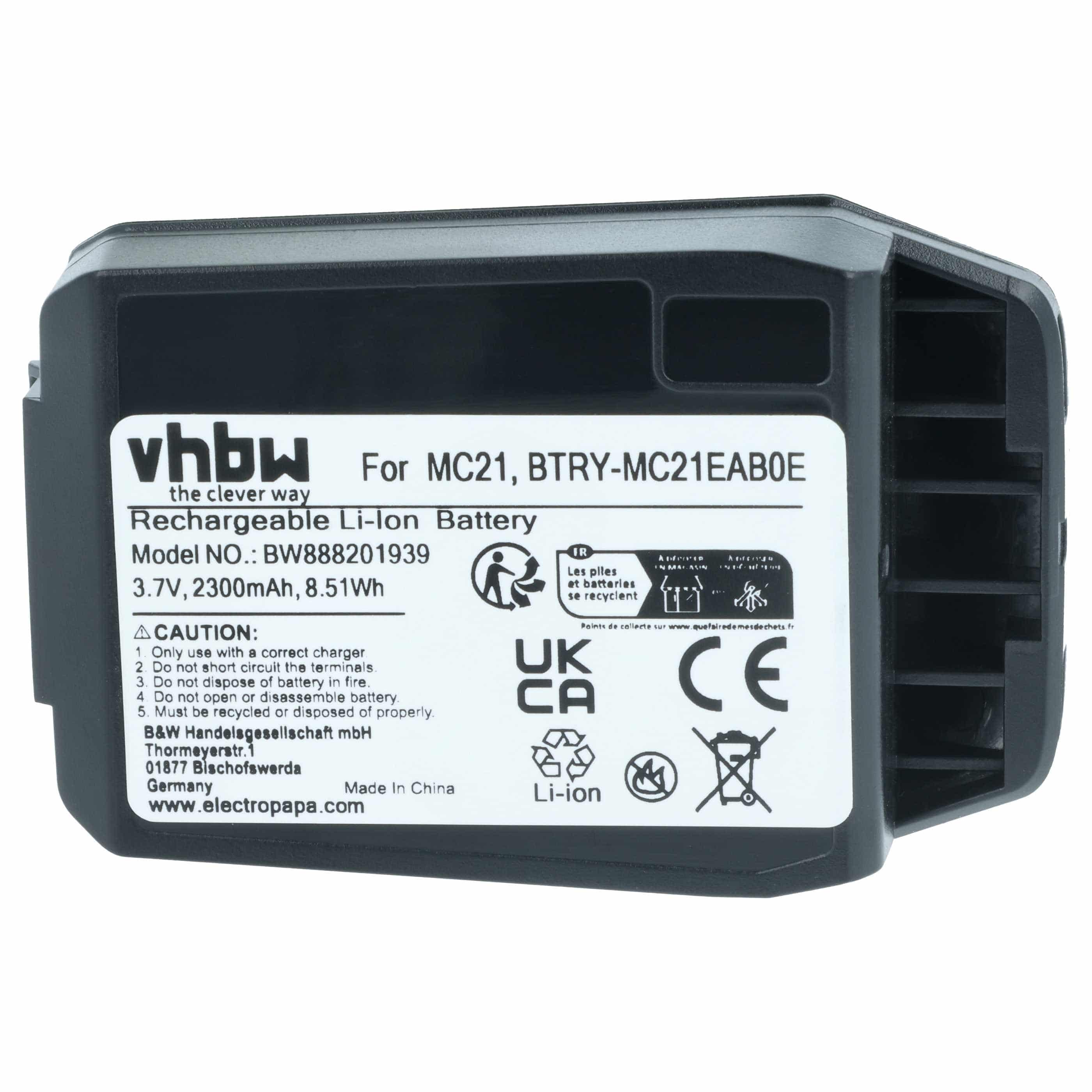 Handheld Computer Battery replaces Motorola 82-105612-01, BTRY-MC21EAB0E, 82-150612-01 - 2300mAh, 3.7V