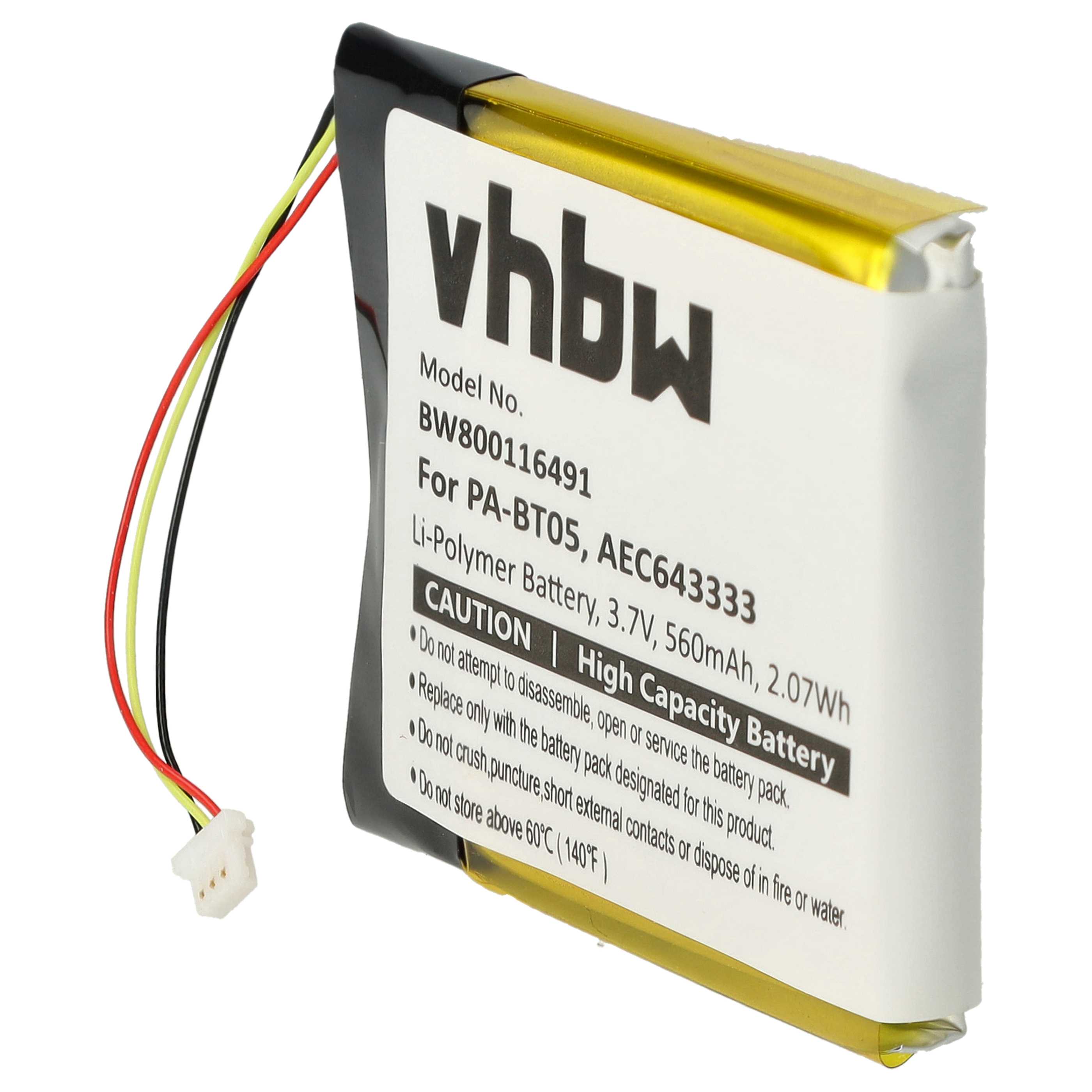 Wireless Headset Battery Replacement for Beats PA-BT05, AEC643333 - 560mAh 3.7V Li-polymer