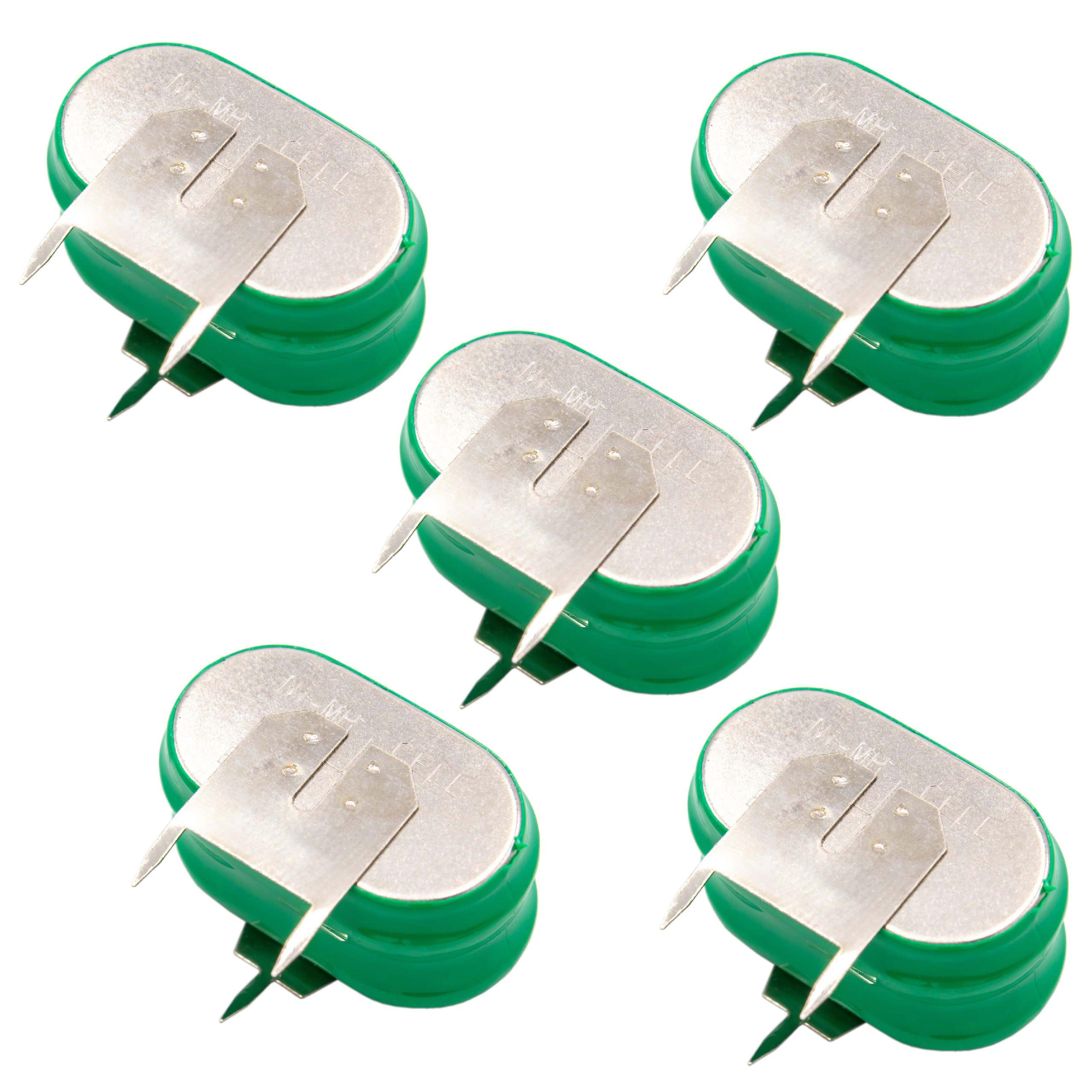 5x Button Cell Battery (2x Cell) Type 2/V150H 3 Pins for Model Building Solar Lamps etc. - 150mAh 2.4V NiMH