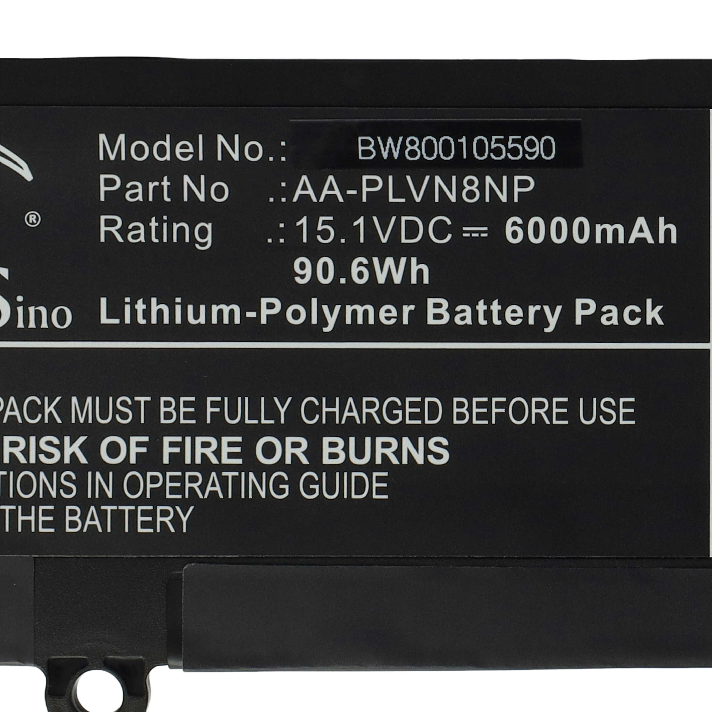 Batteria sostituisce Samsung AA-PLVN8NP, BA43-00359A per notebook Samsung - 6000mAh 15,1V Li-Poly nero