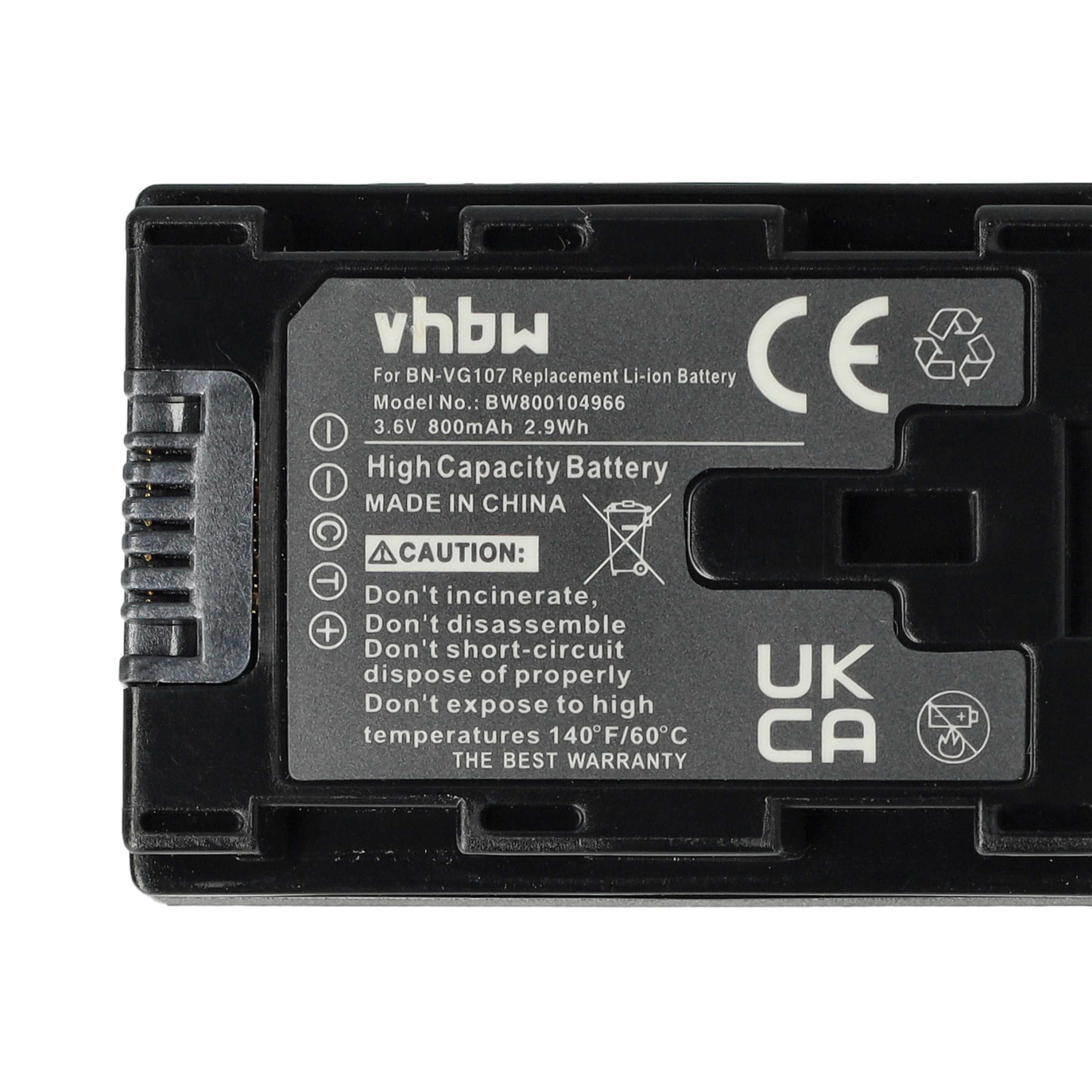 Videocamera 3x Battery replaces JVC BN-VG107, BN-VG107U, BN-VG107E, BN-VG107US - 800 mAh 3.6 V Li-Ion