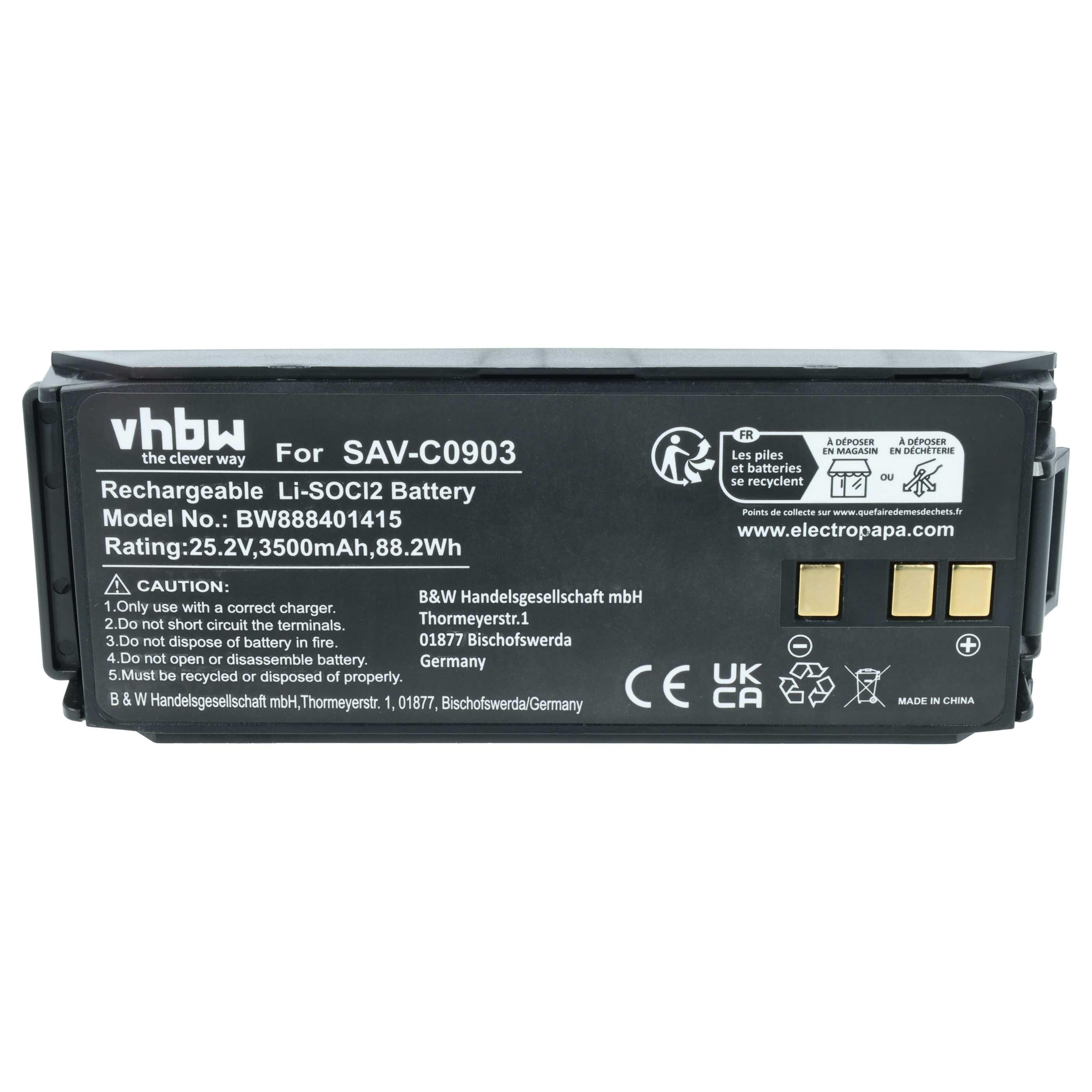 Pile remplace Saver One SAV-C0903 pour appareil médical Saver One - 3500mAh 25,2V Li-SOCl2