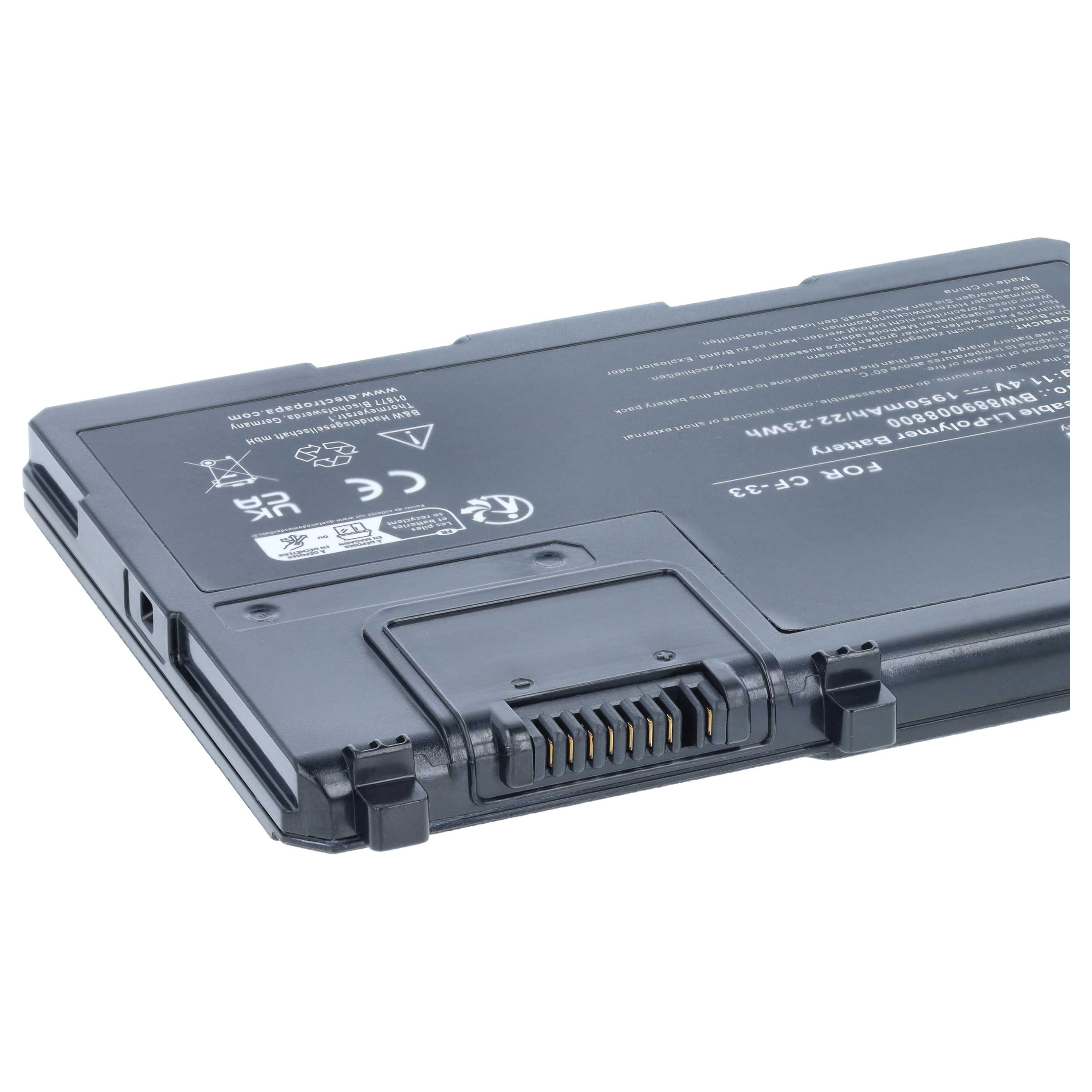 Notebook-Akku als Ersatz für Panasonic CF-VZSU1AR, CF-VZSU1AJS für Panasonic - 1950mAh 11,4V Li-Polymer