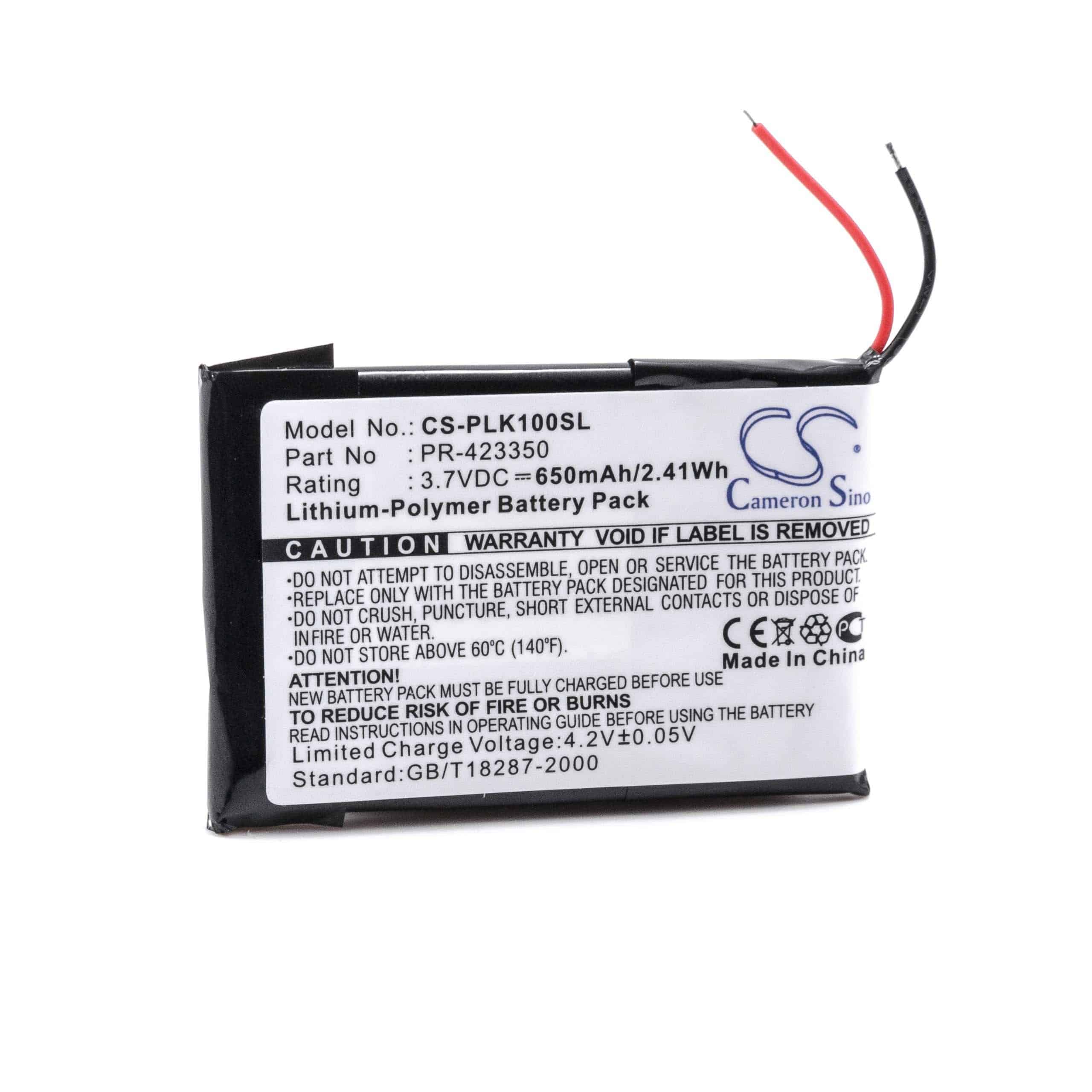 Batterie remplace Plantronics PR-423350 pour casque audio - 650mAh 3,7V Li-polymère