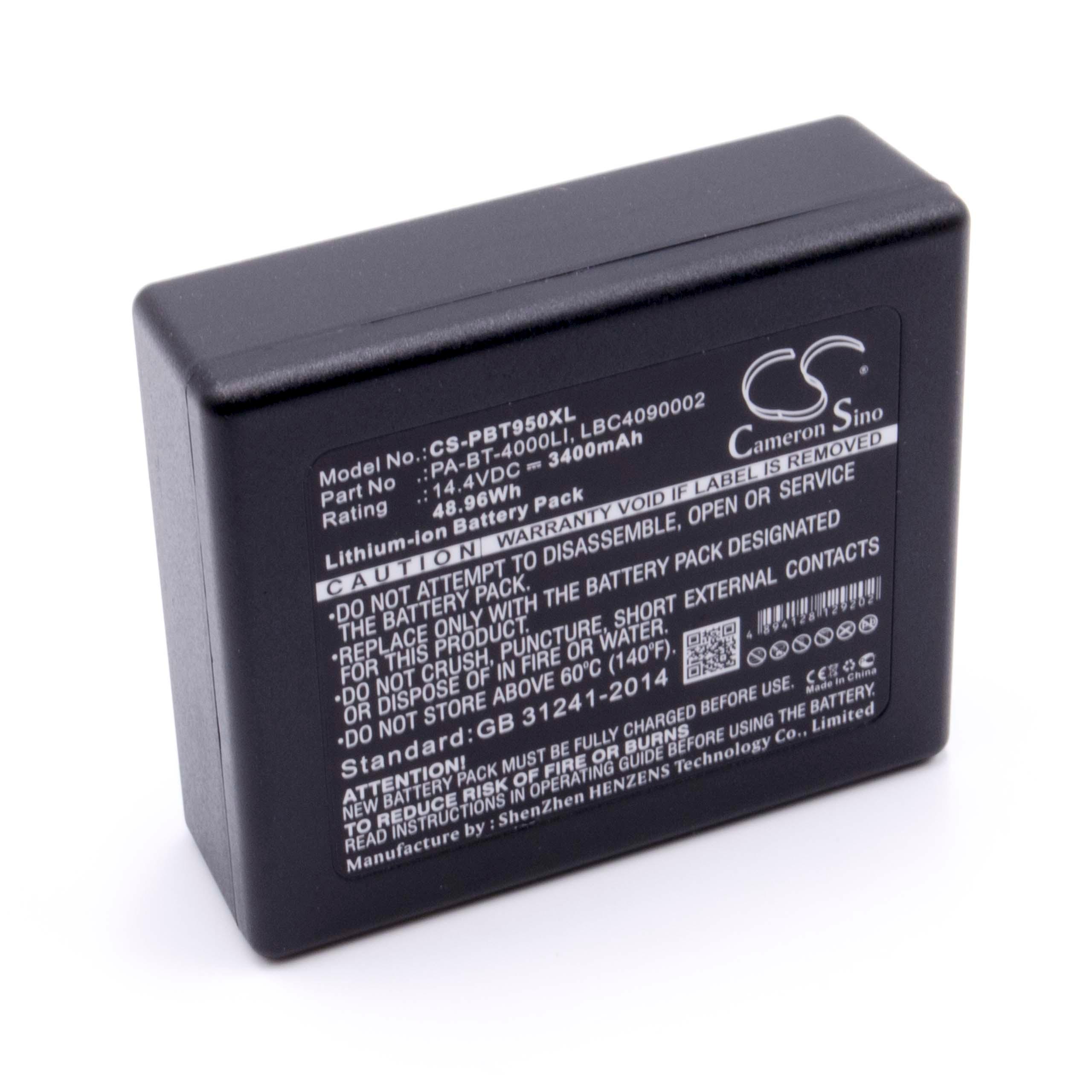 Printer Battery Replacement for Brother LBD709-001, HP25B, LBF3250001, LBC4090002 - 3400mAh 14.4V Li-Ion