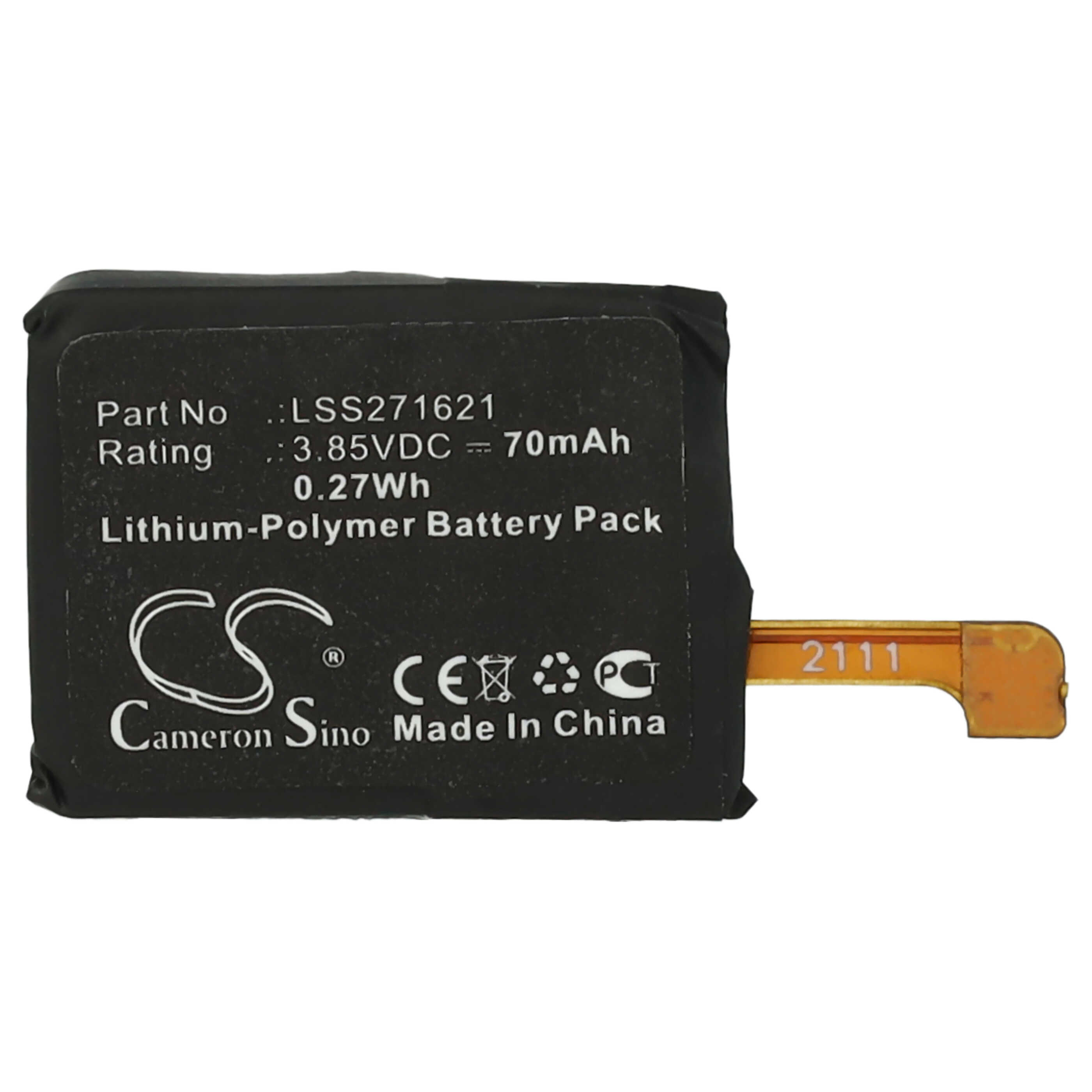 Batterie remplace Fitbit LSS271621 pour montre connectée - 70mAh 3,85V Li-polymère + outils