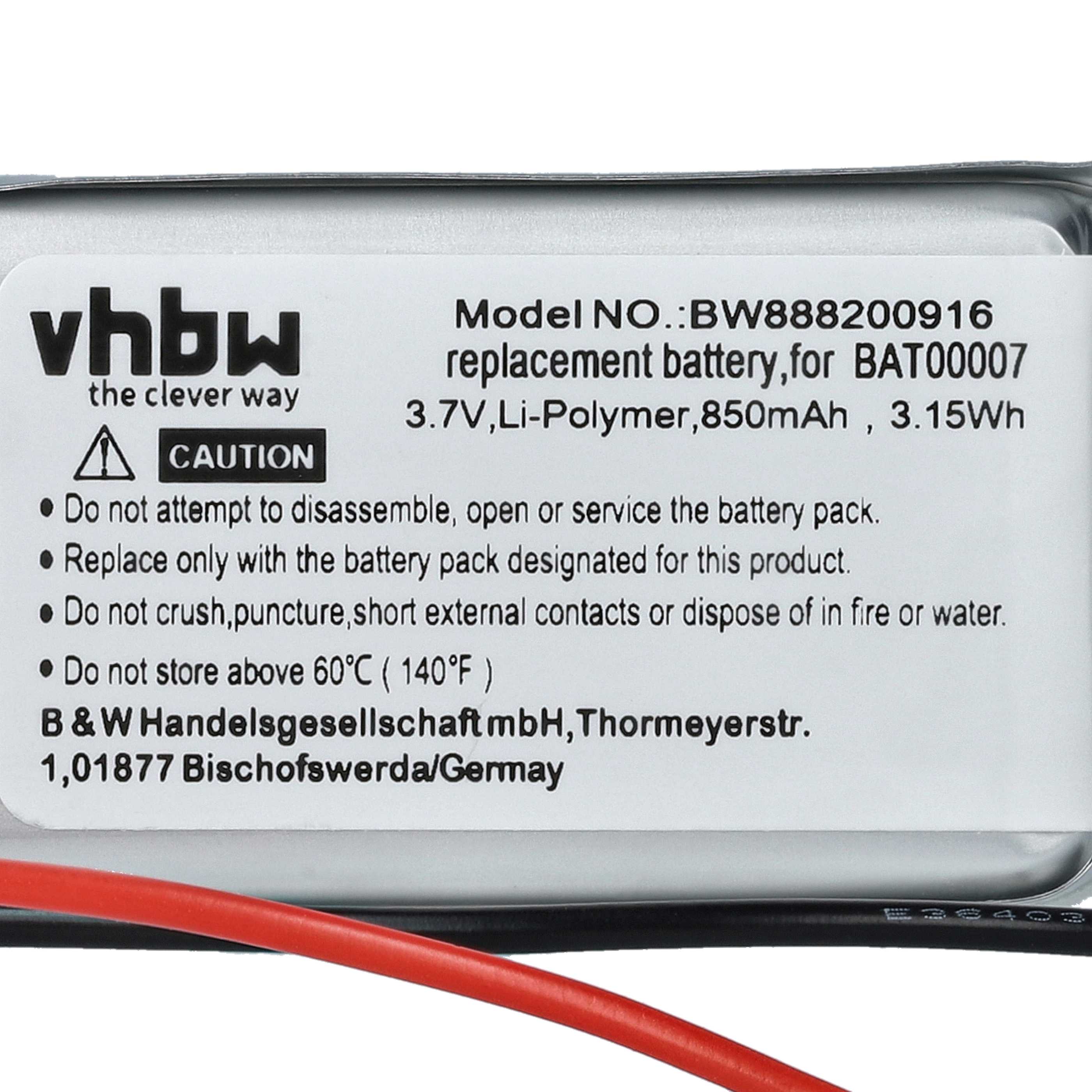 Akumulator do słuchawek bezprzewodowych zamiennik Cardo BAT00007 - 850 mAh 3,7 V LiPo
